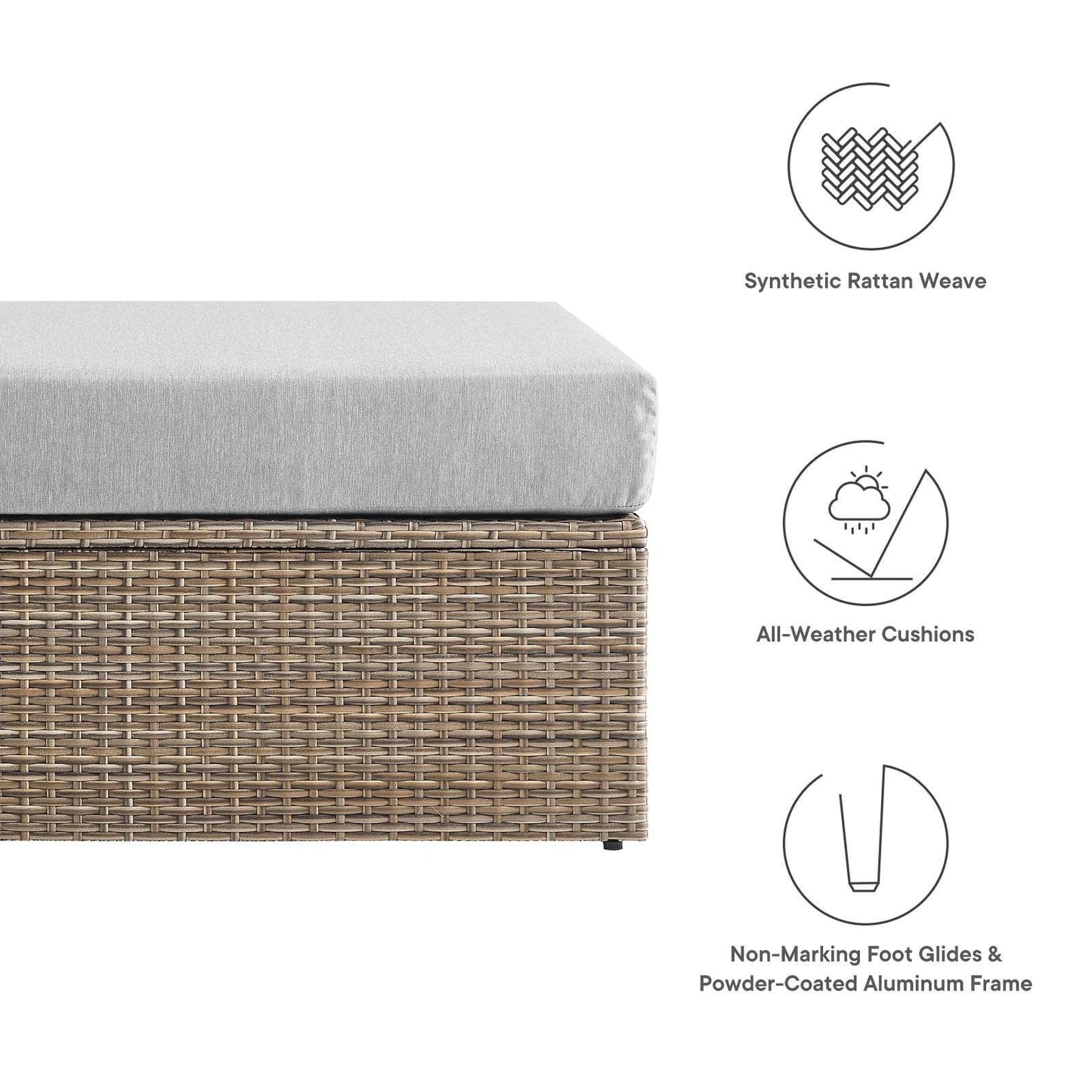 Modway Convene Outdoor Patio Outdoor Patio Rectangle Ottoman FredCo