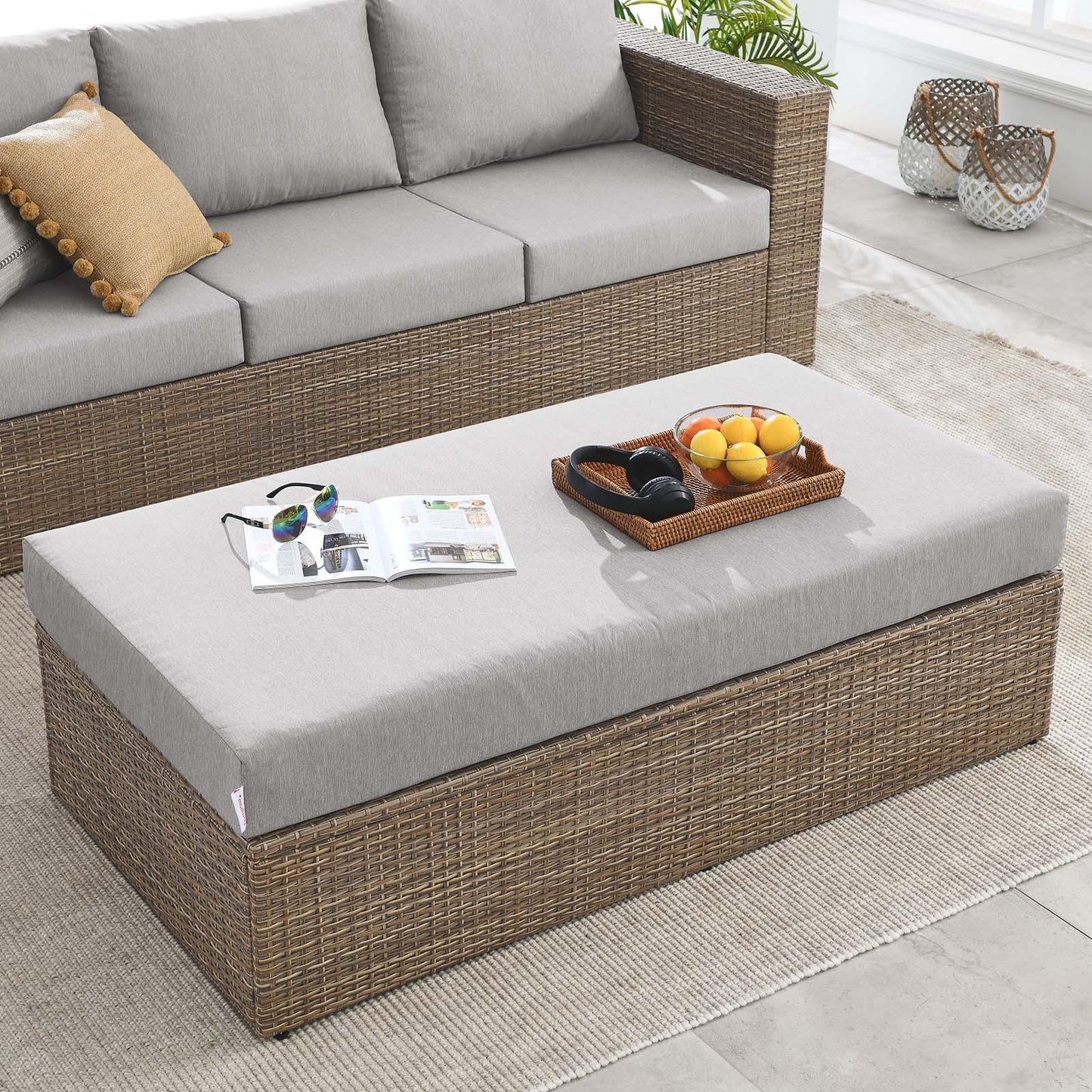 Modway Convene Outdoor Patio Outdoor Patio Rectangle Ottoman FredCo