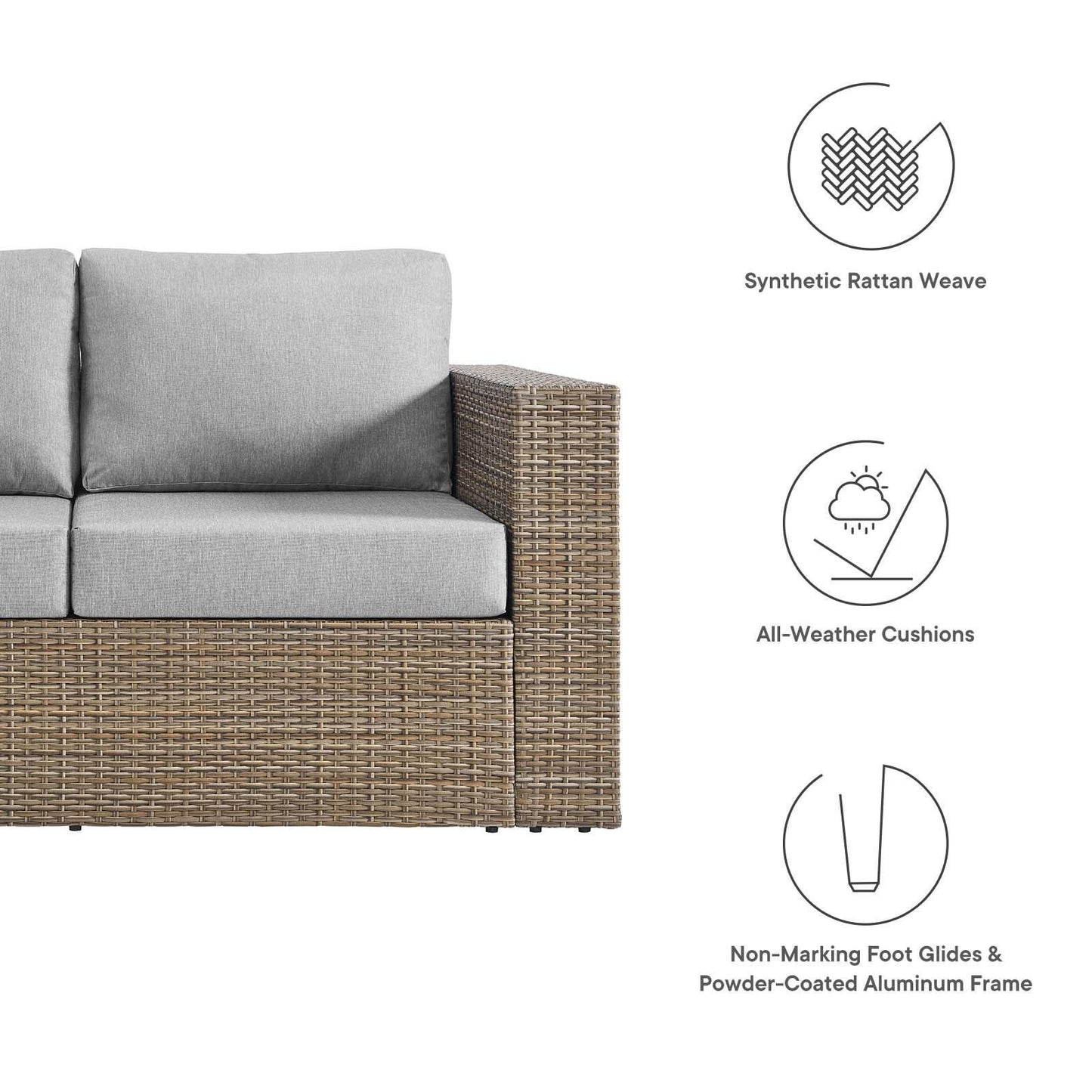 Modway Convene Outdoor Patio Outdoor Patio Right-Arm Loveseat FredCo
