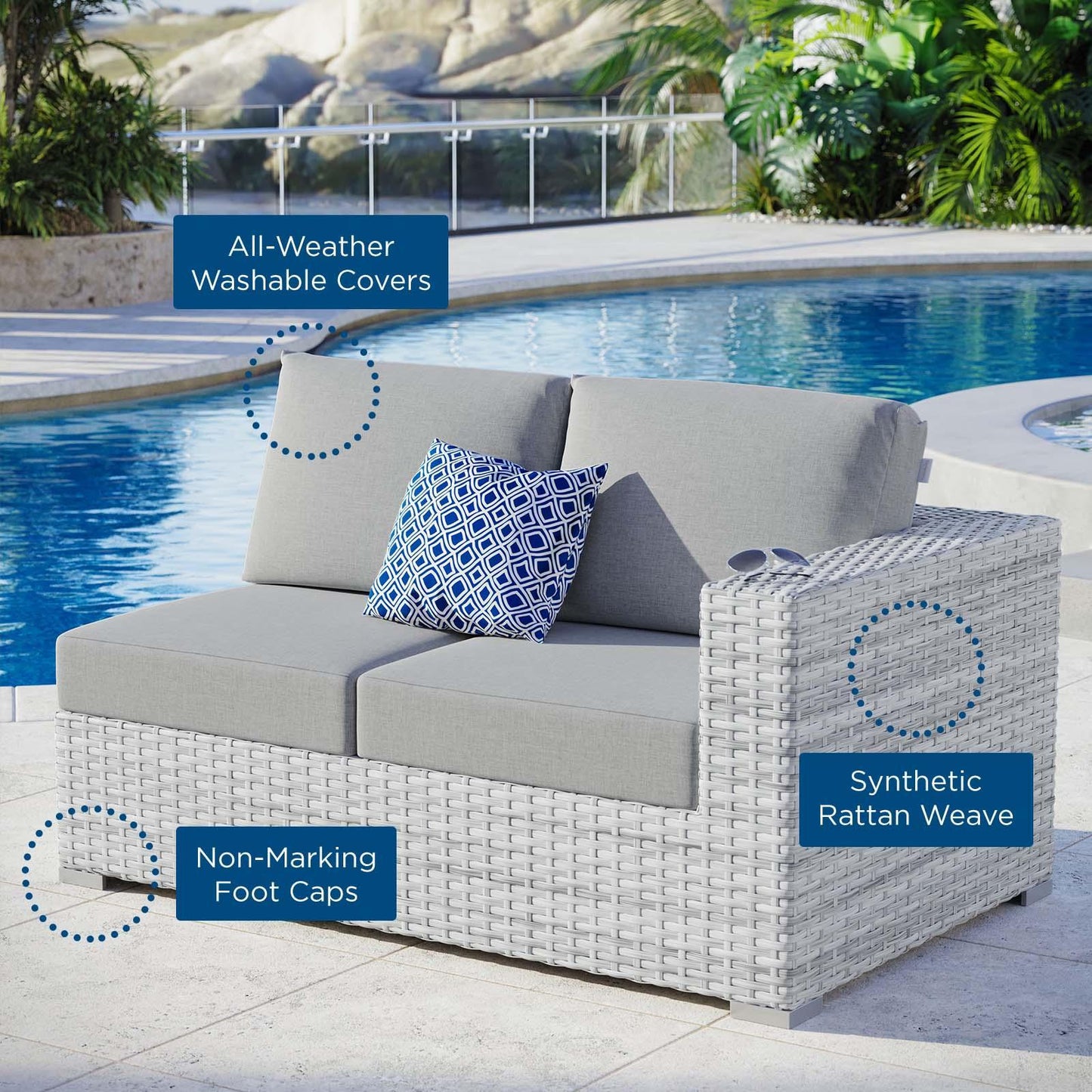 Modway Convene Outdoor Patio Right-Arm Loveseat, EEI-4302 FredCo