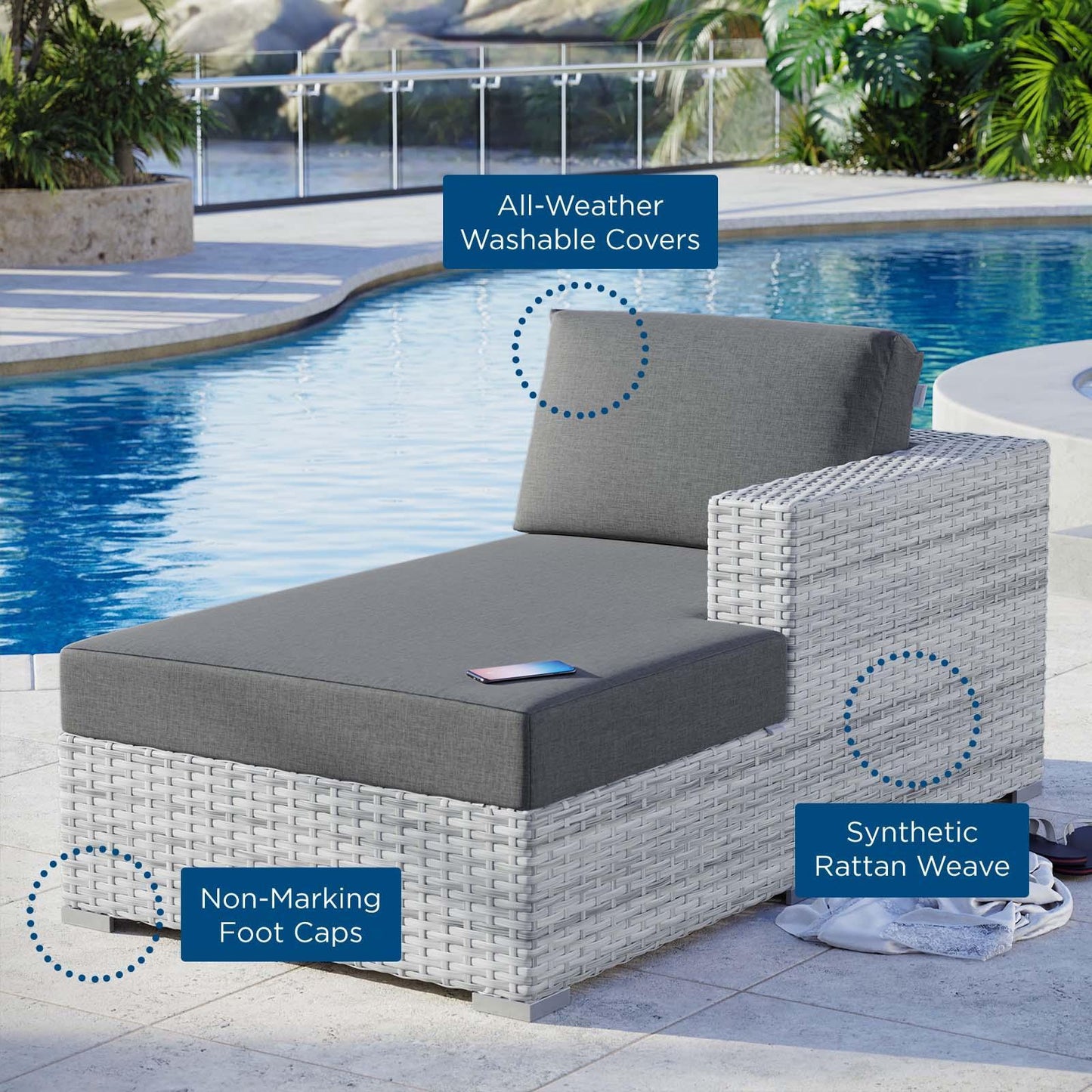 Modway Convene Outdoor Patio Right Chaise FredCo