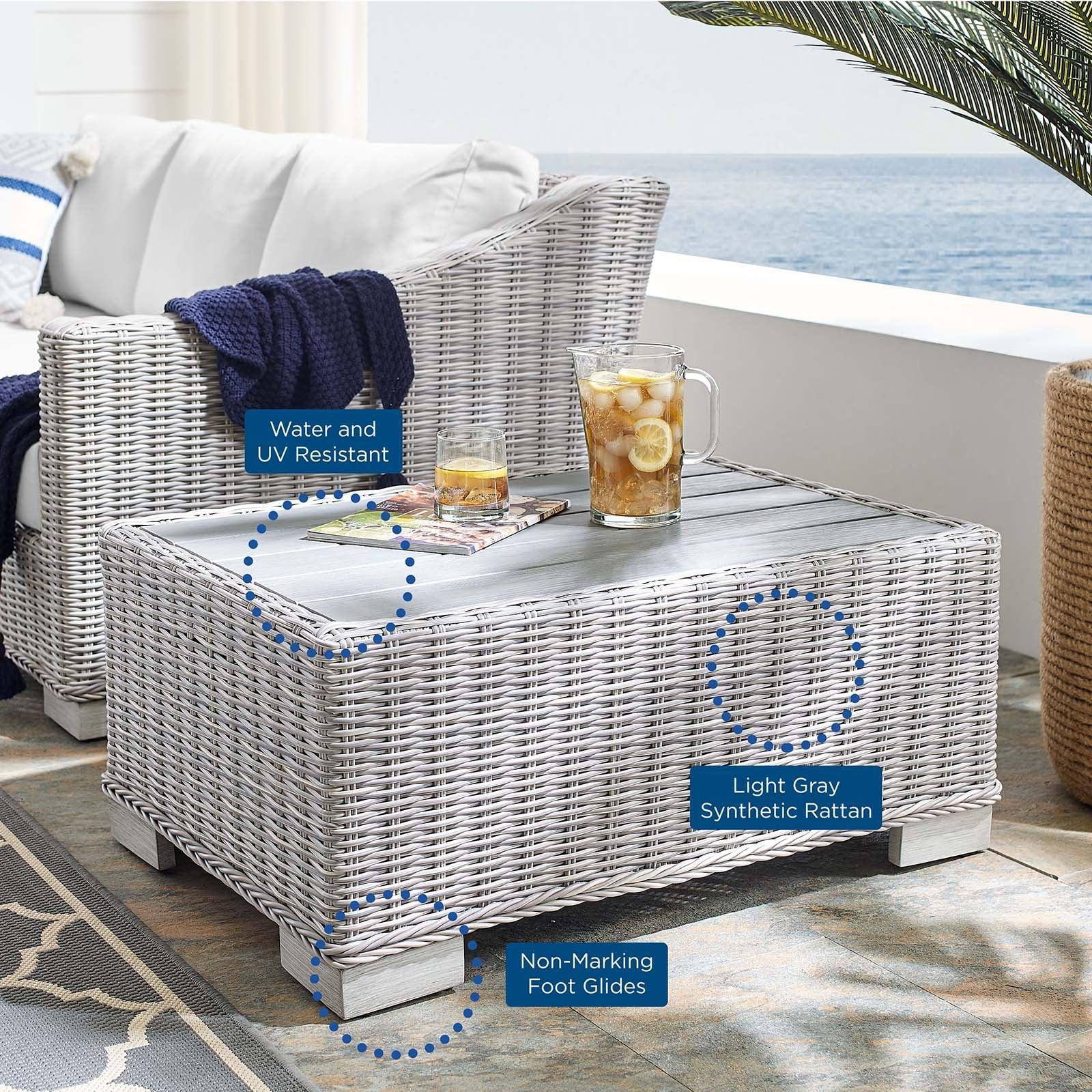 Modway Conway 32" Outdoor Patio Wicker Rattan Coffee Table FredCo