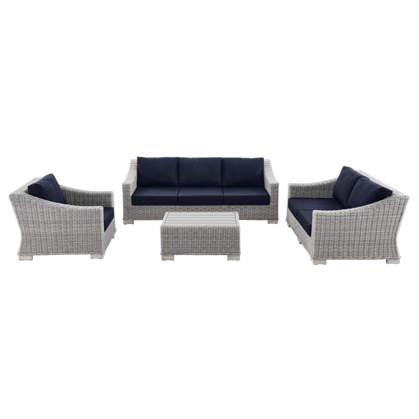 Modway Conway 4-Piece Outdoor Patio Wicker Rattan Furniture Set FredCo