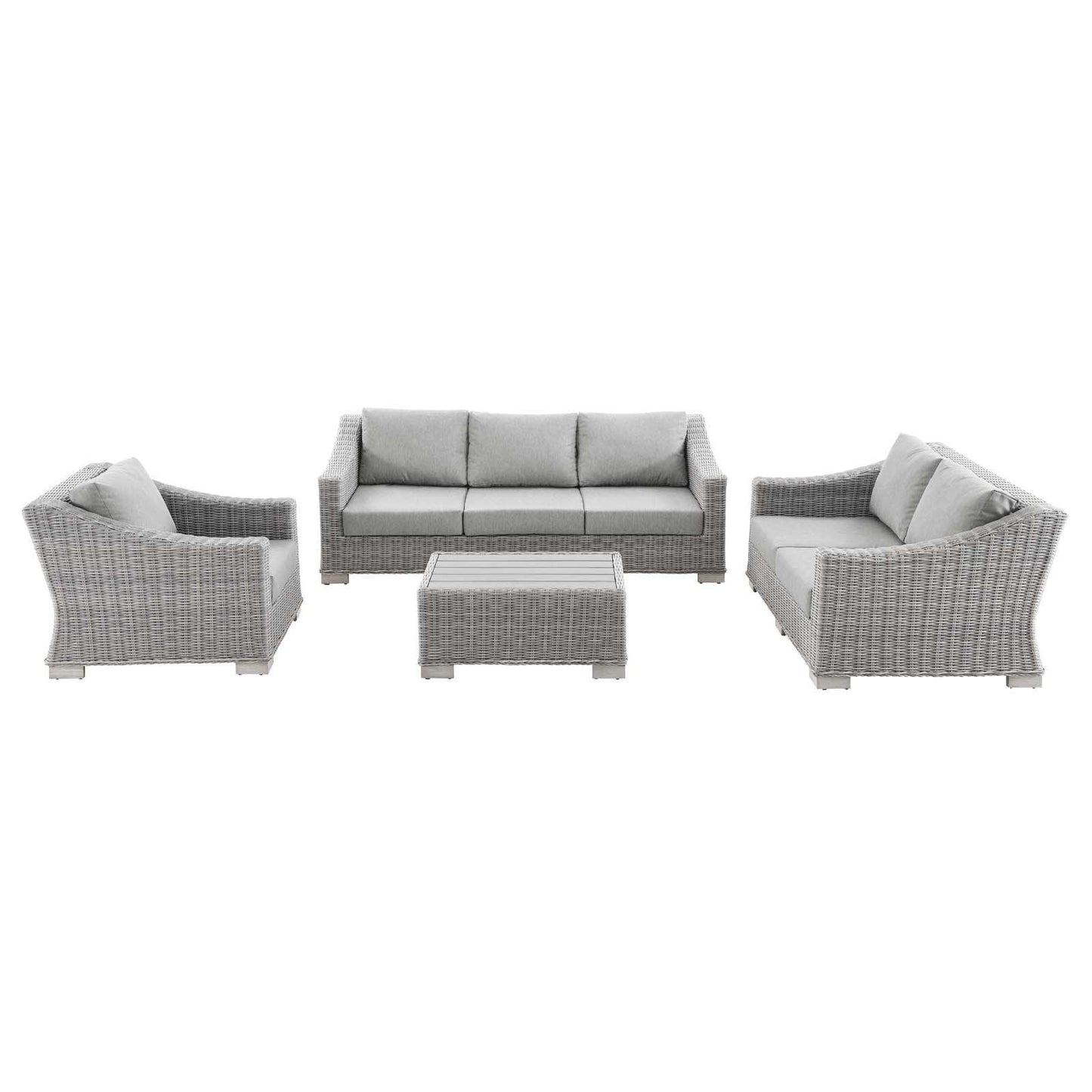 Modway Conway 4-Piece Outdoor Patio Wicker Rattan Furniture Set FredCo
