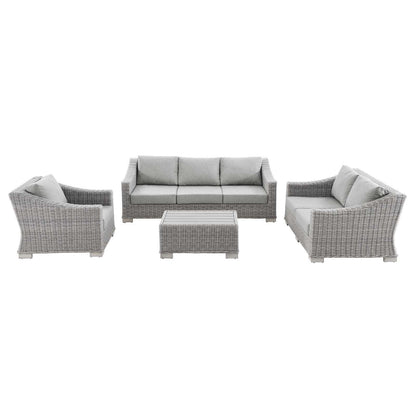 Modway Conway 4-Piece Outdoor Patio Wicker Rattan Furniture Set FredCo