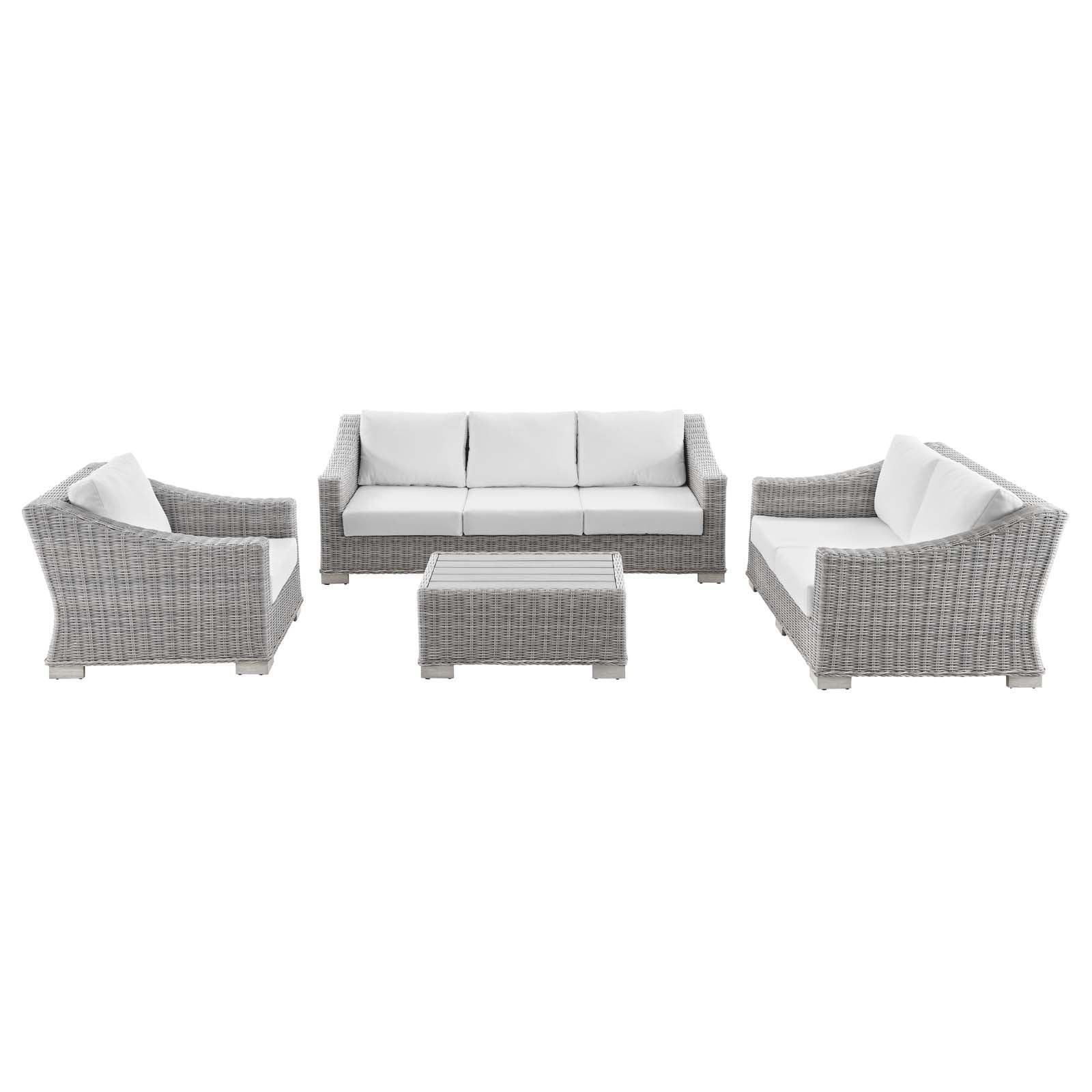 Modway Conway 4-Piece Outdoor Patio Wicker Rattan Furniture Set FredCo