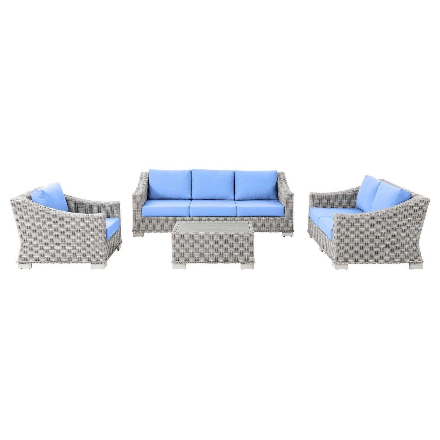 Modway Conway 4-Piece Outdoor Patio Wicker Rattan Furniture Set FredCo