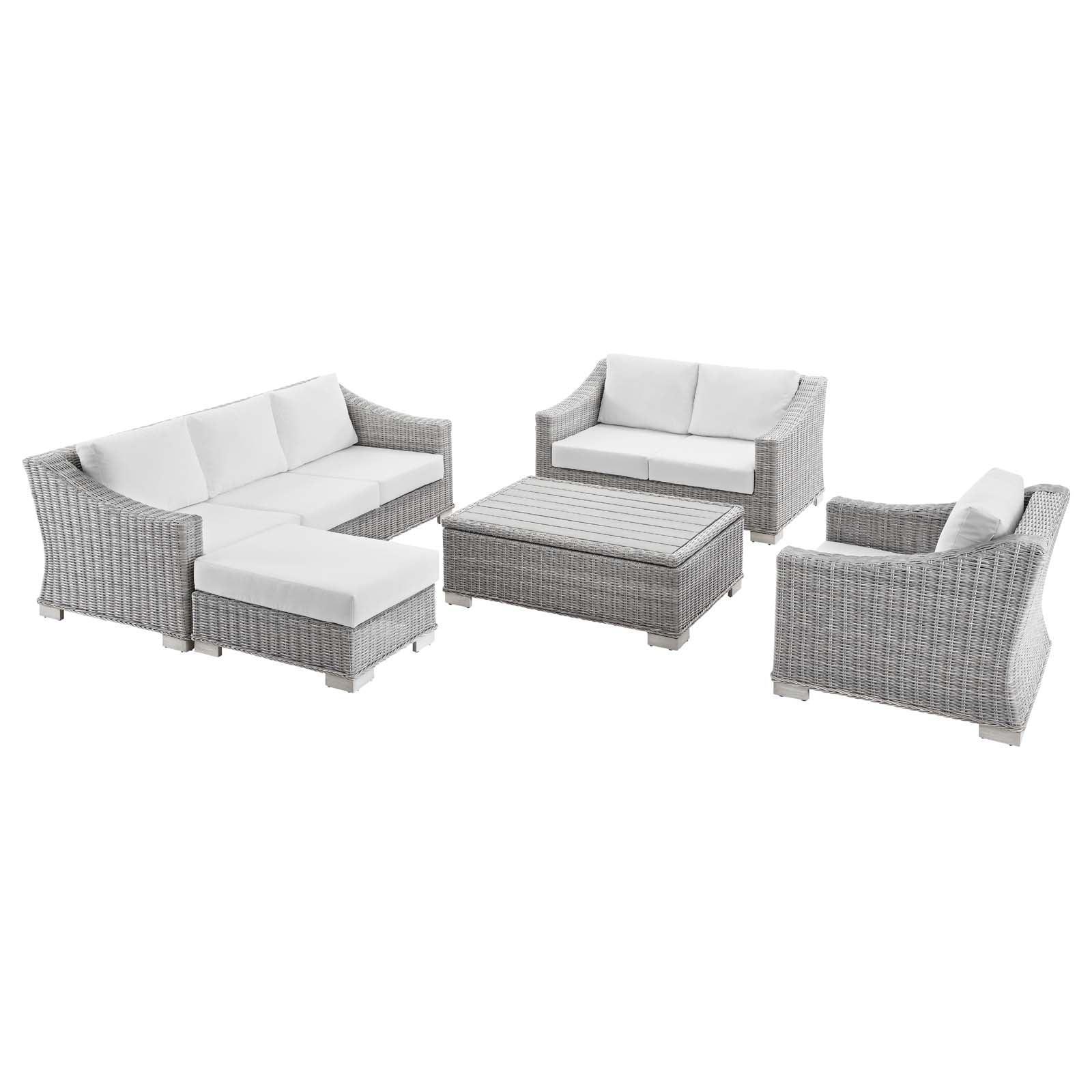 Modway Conway 5-Piece Outdoor Patio Wicker Rattan Furniture Set FredCo