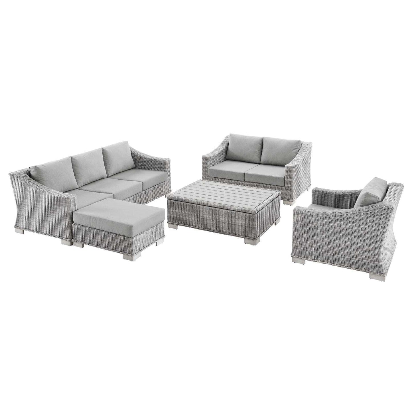 Modway Conway 5-Piece Outdoor Patio Wicker Rattan Furniture Set FredCo