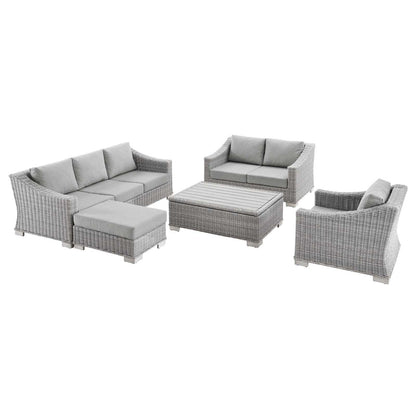 Modway Conway 5-Piece Outdoor Patio Wicker Rattan Furniture Set FredCo