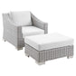 Modway Conway Outdoor Patio Wicker Rattan 2-Piece Armchair and Ottoman Set FredCo