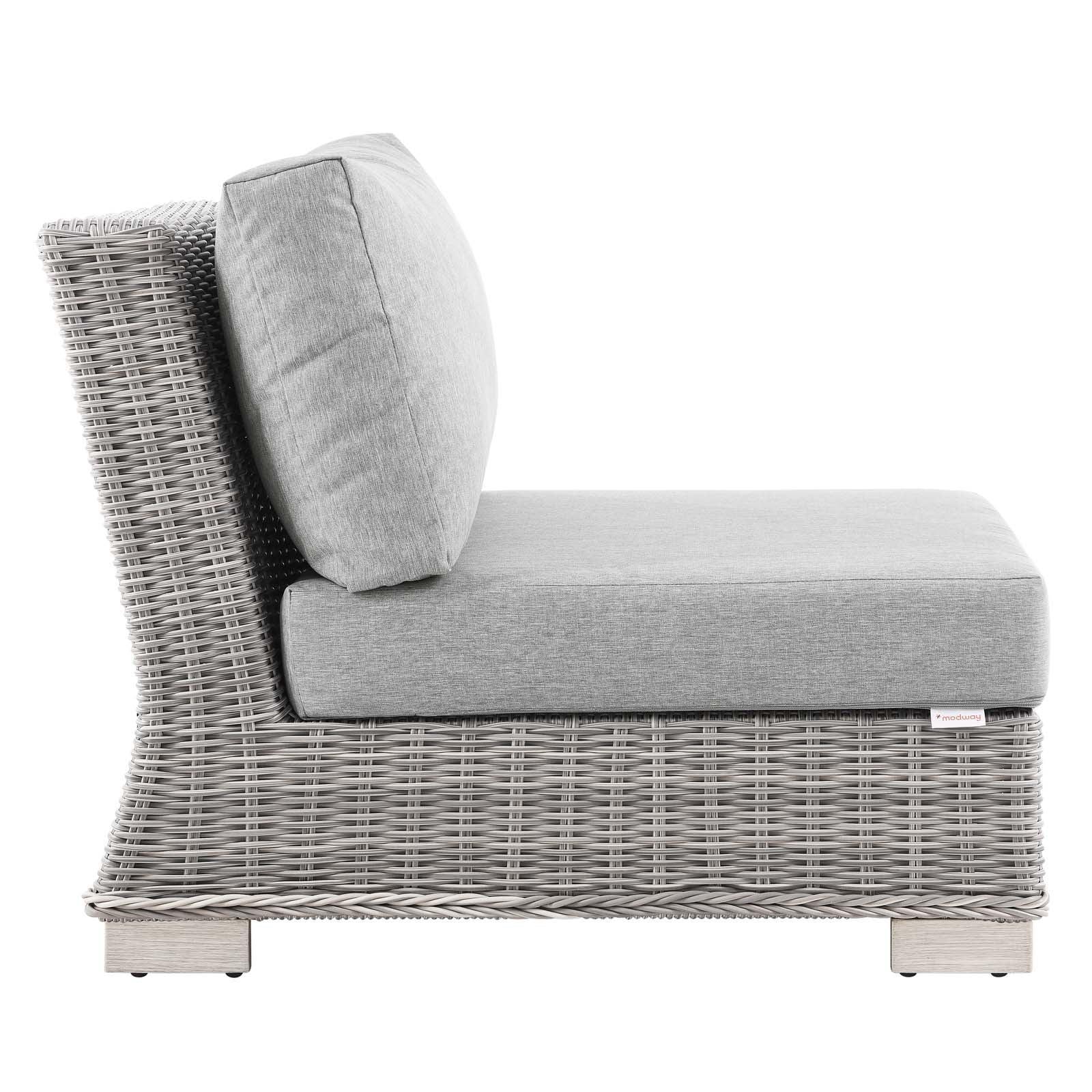 Modway Conway Outdoor Patio Wicker Rattan 5-Piece Sectional Sofa Furniture Set FredCo