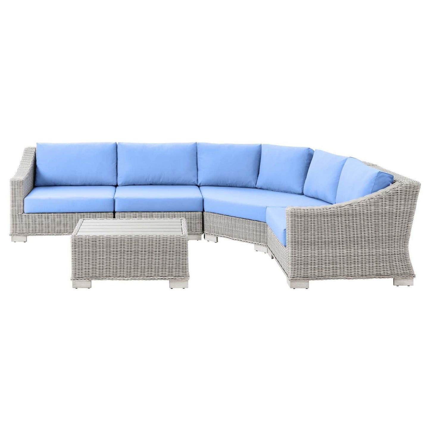 Modway Conway Outdoor Patio Wicker Rattan 5-Piece Sectional Sofa Furniture Set FredCo