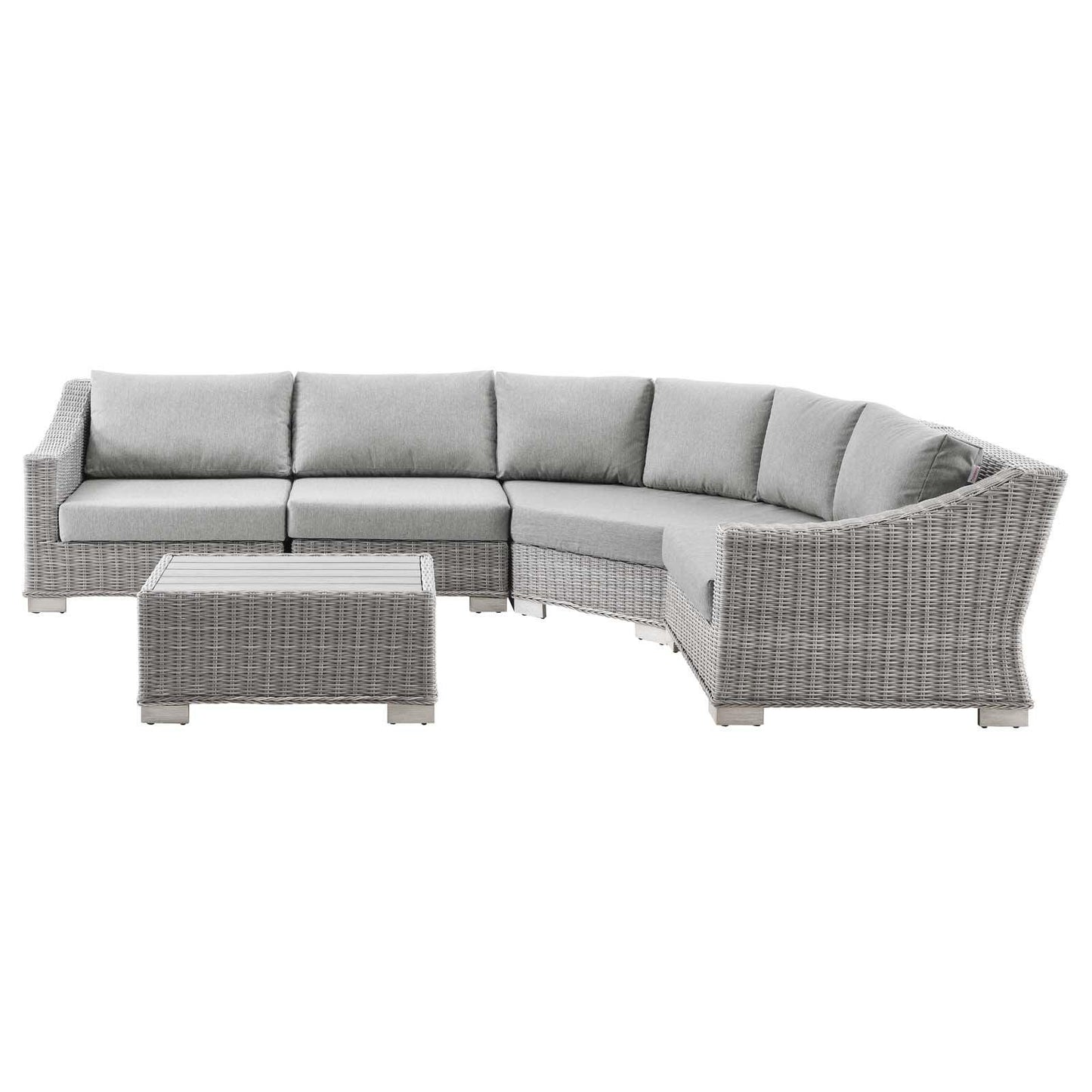 Modway Conway Outdoor Patio Wicker Rattan 5-Piece Sectional Sofa Furniture Set FredCo