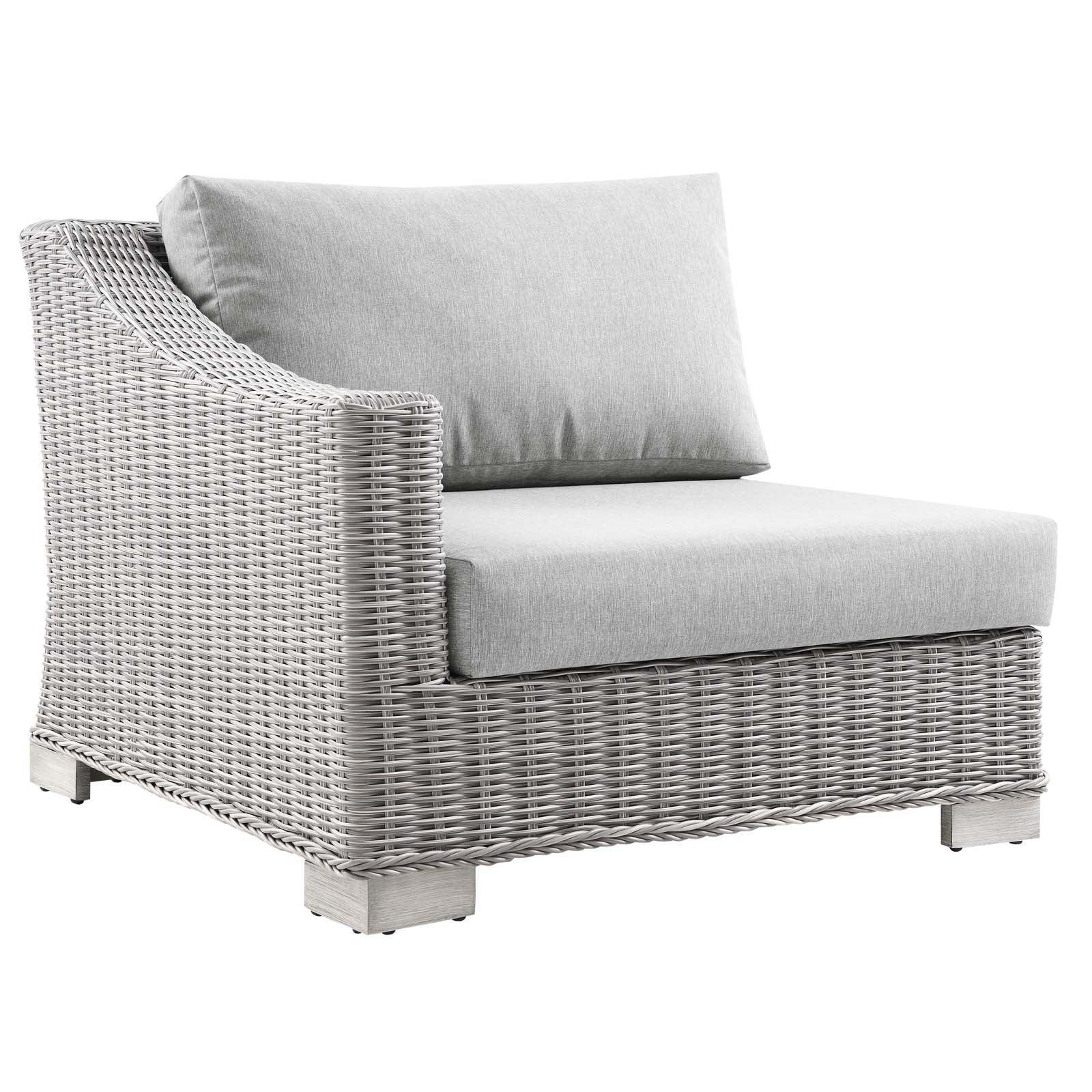 Modway Conway Outdoor Patio Wicker Rattan 5-Piece Sectional Sofa Furniture Set FredCo