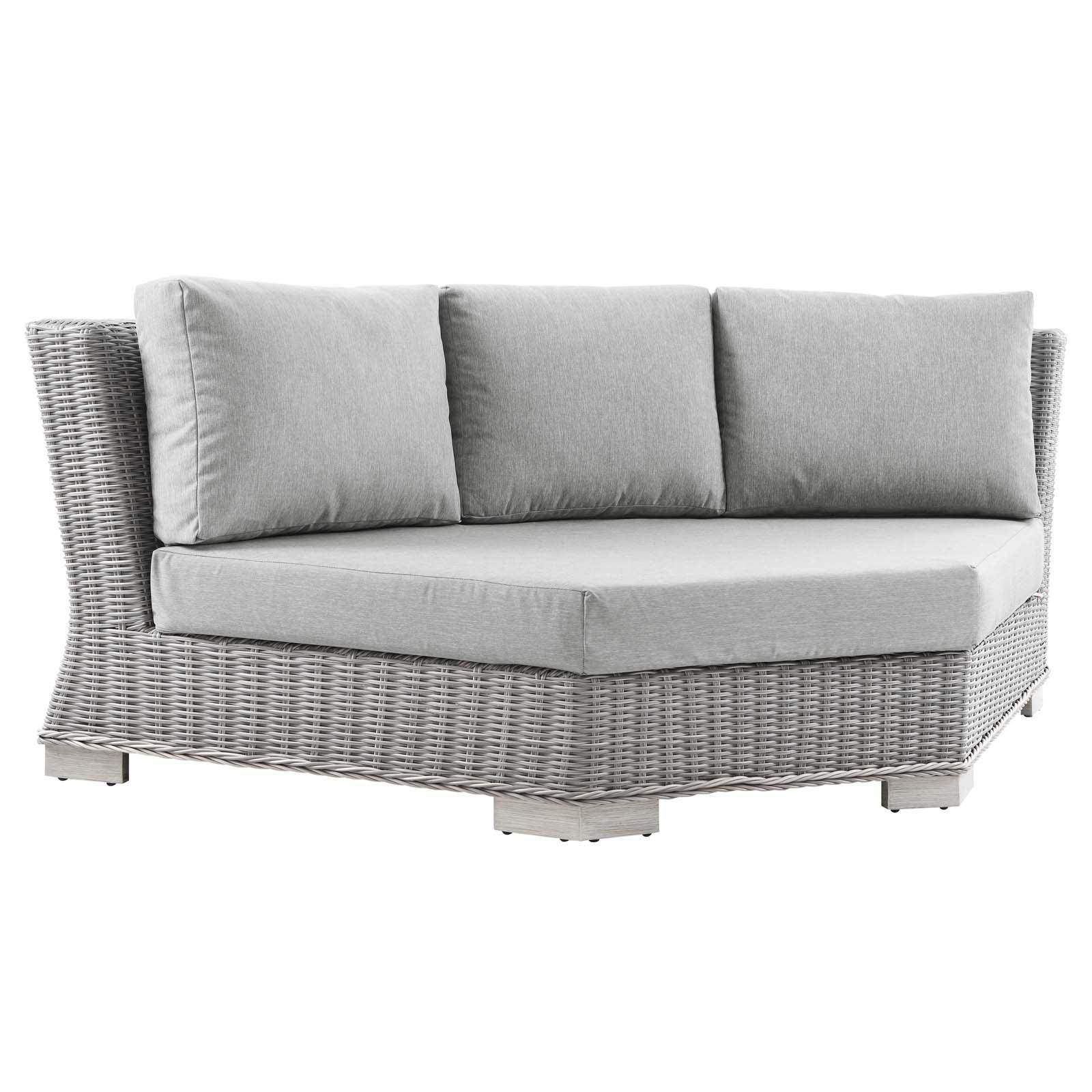 Modway Conway Outdoor Patio Wicker Rattan 6-Piece Sectional Sofa Furniture Set FredCo