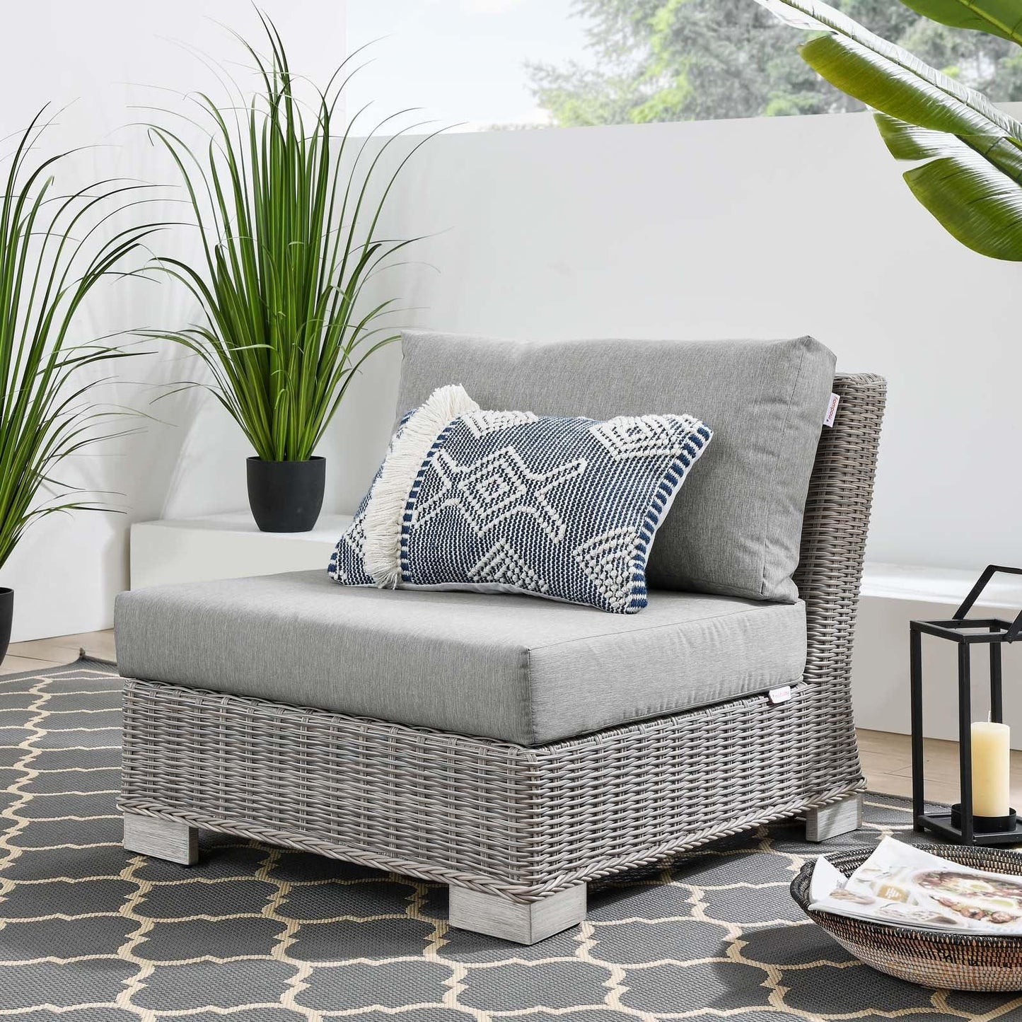 Modway Conway Outdoor Patio Wicker Rattan Armless Chair FredCo