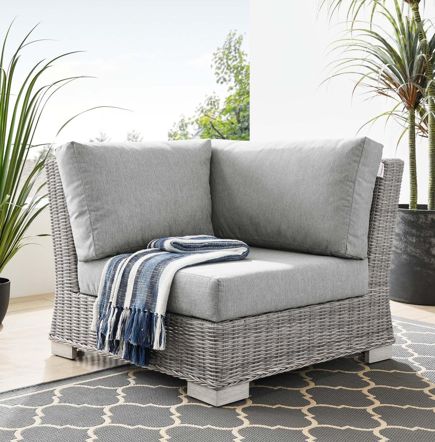 Modway Conway Outdoor Patio Wicker Rattan Corner Chair FredCo