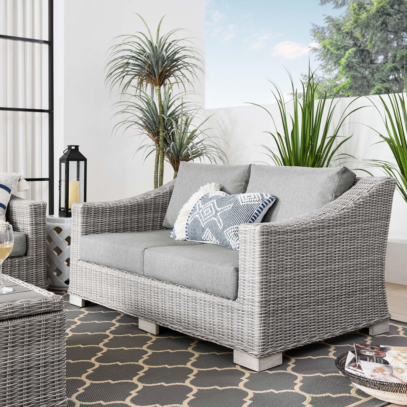 Modway Conway Outdoor Patio Wicker Rattan Loveseat FredCo