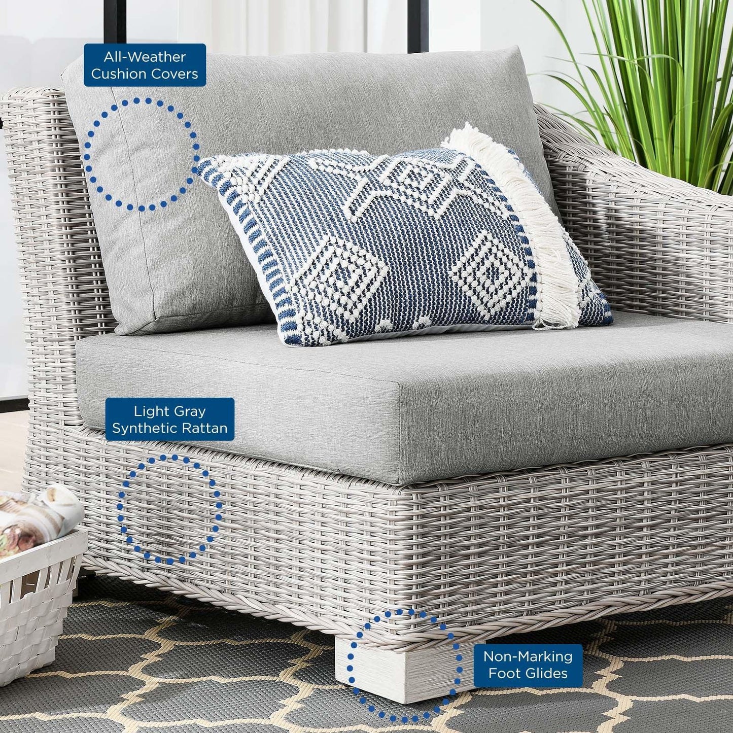 Modway Conway Outdoor Patio Wicker Rattan Right-Arm Chair FredCo