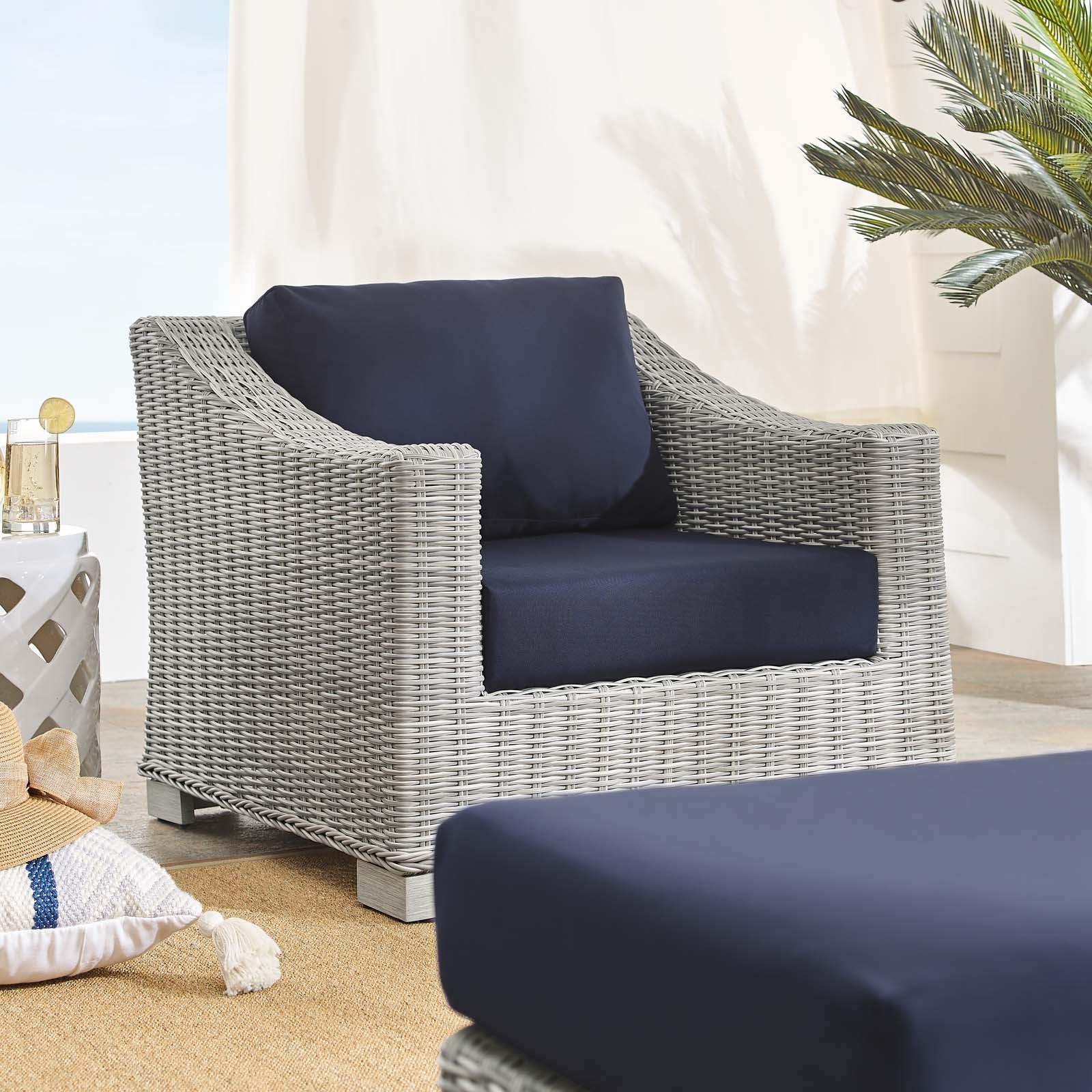 Modway Conway Sunbrella® Outdoor Patio Wicker Rattan 2-Piece Armchair and Ottoman Set, EEI-4354 FredCo