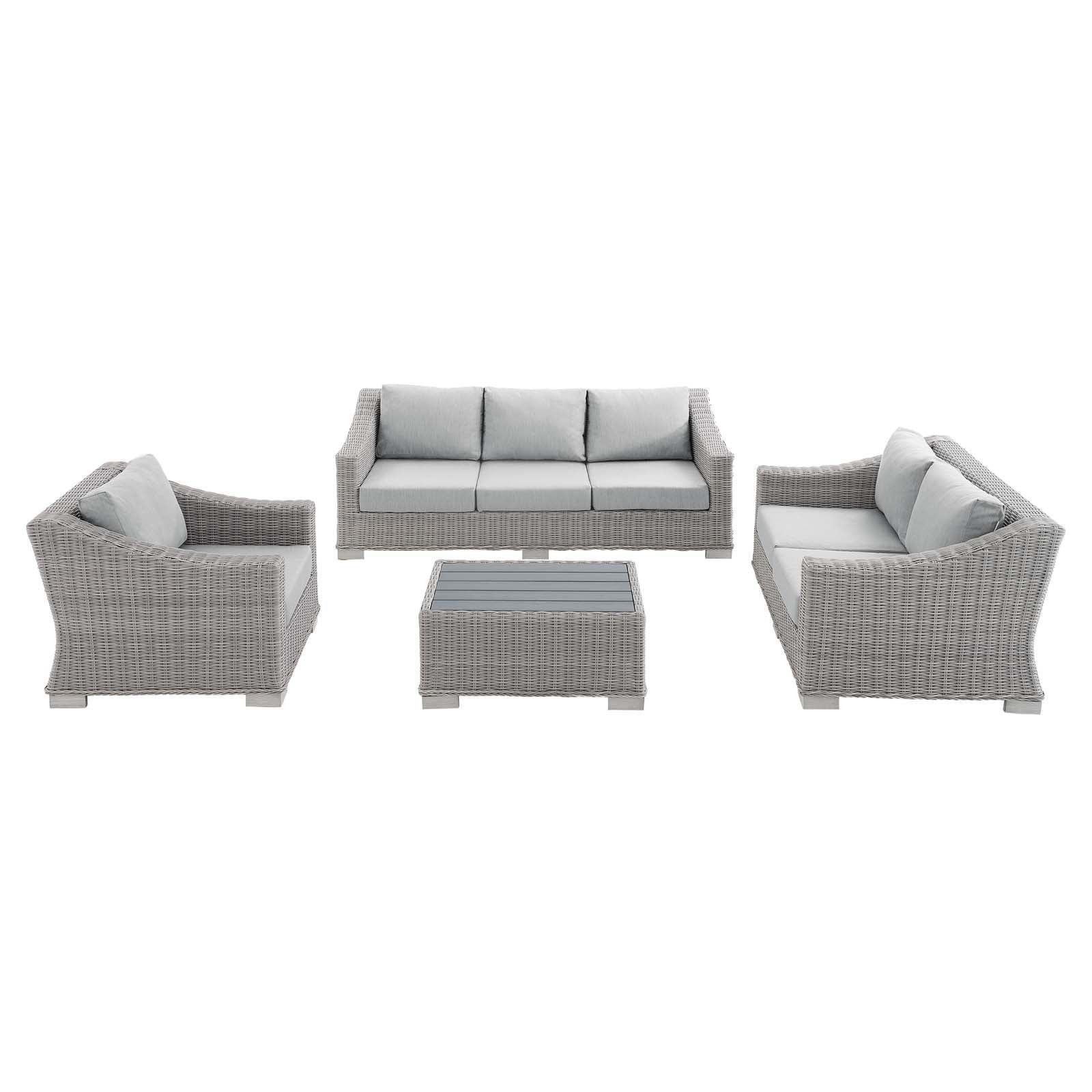 Modway Conway Sunbrella® Outdoor Patio Wicker Rattan 4-Piece Furniture Set, EEI-4355 FredCo