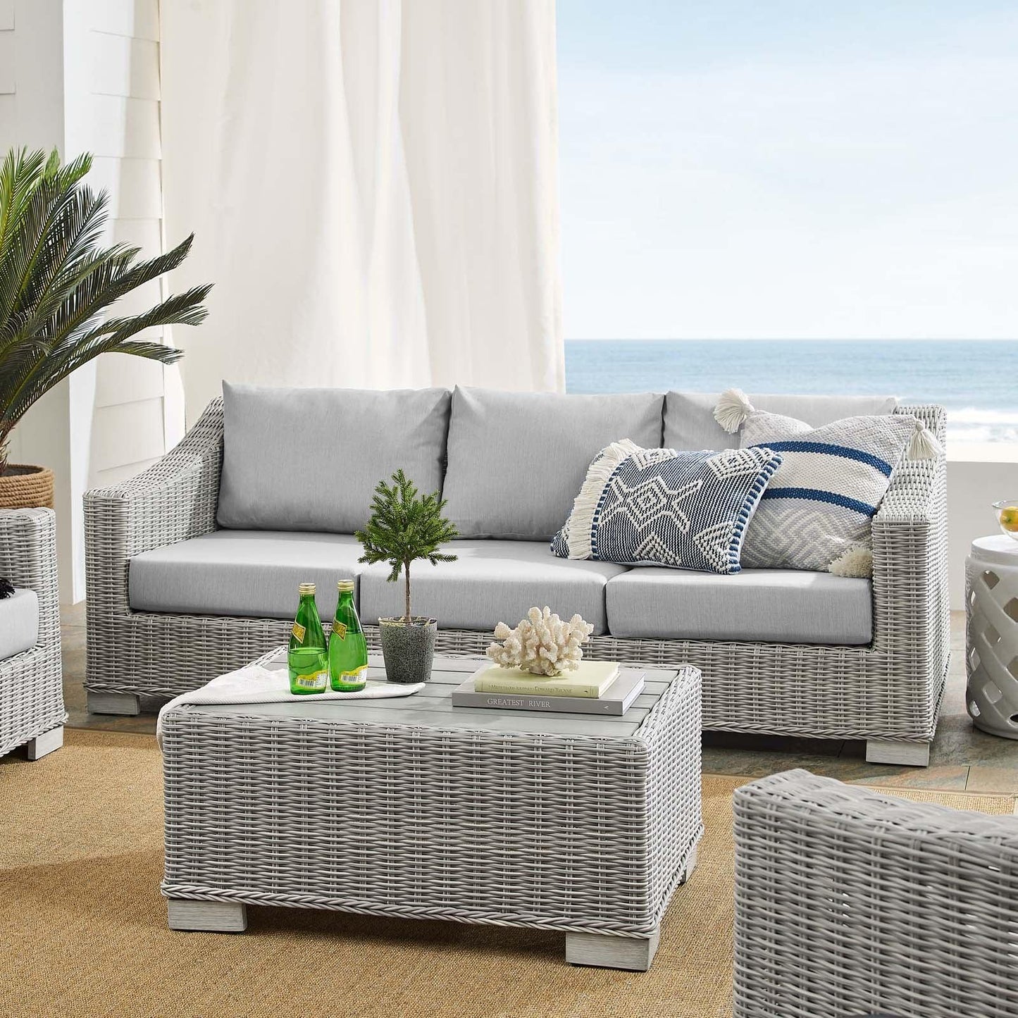 Modway Conway Sunbrella® Outdoor Patio Wicker Rattan 4-Piece Furniture Set, EEI-4355 FredCo