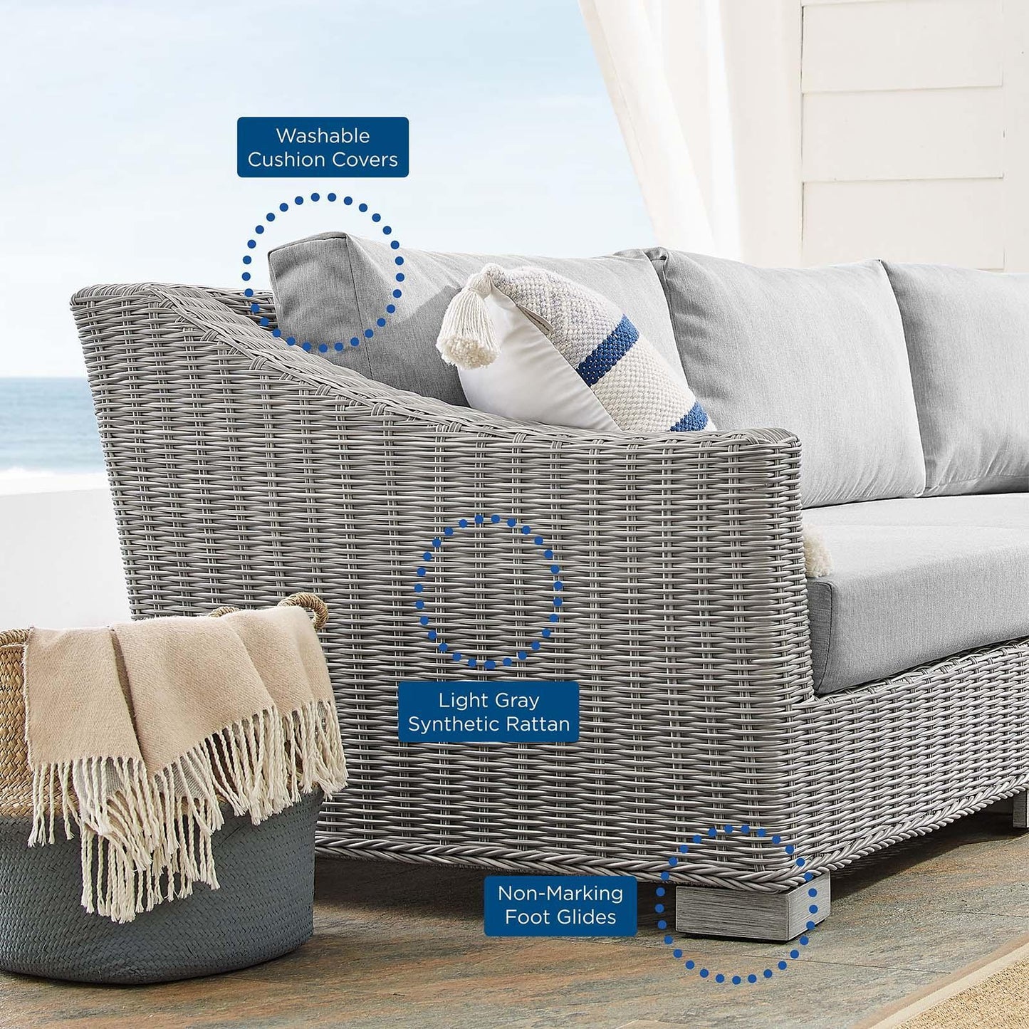 Modway Conway Sunbrella® Outdoor Patio Wicker Rattan 4-Piece Furniture Set, EEI-4355 FredCo