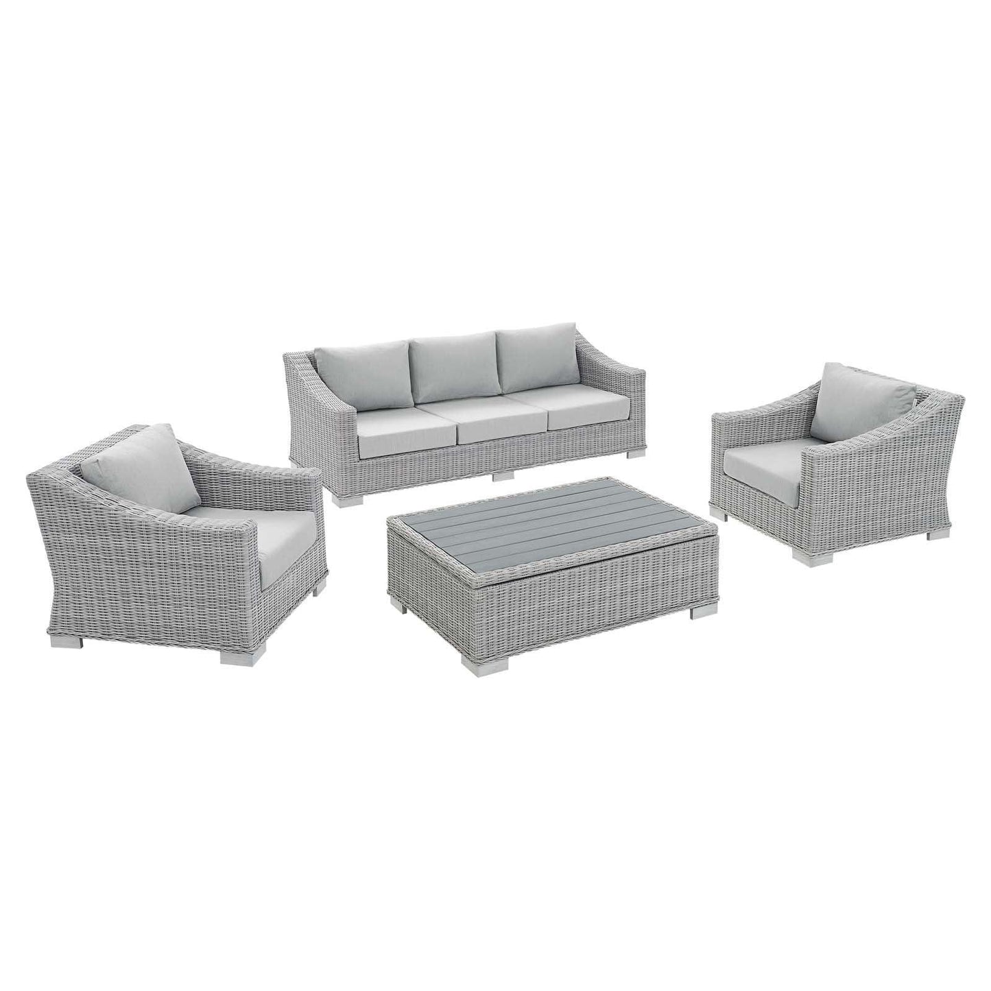 Modway Conway Sunbrella® Outdoor Patio Wicker Rattan 4-Piece Furniture Set, EEI-4359 FredCo