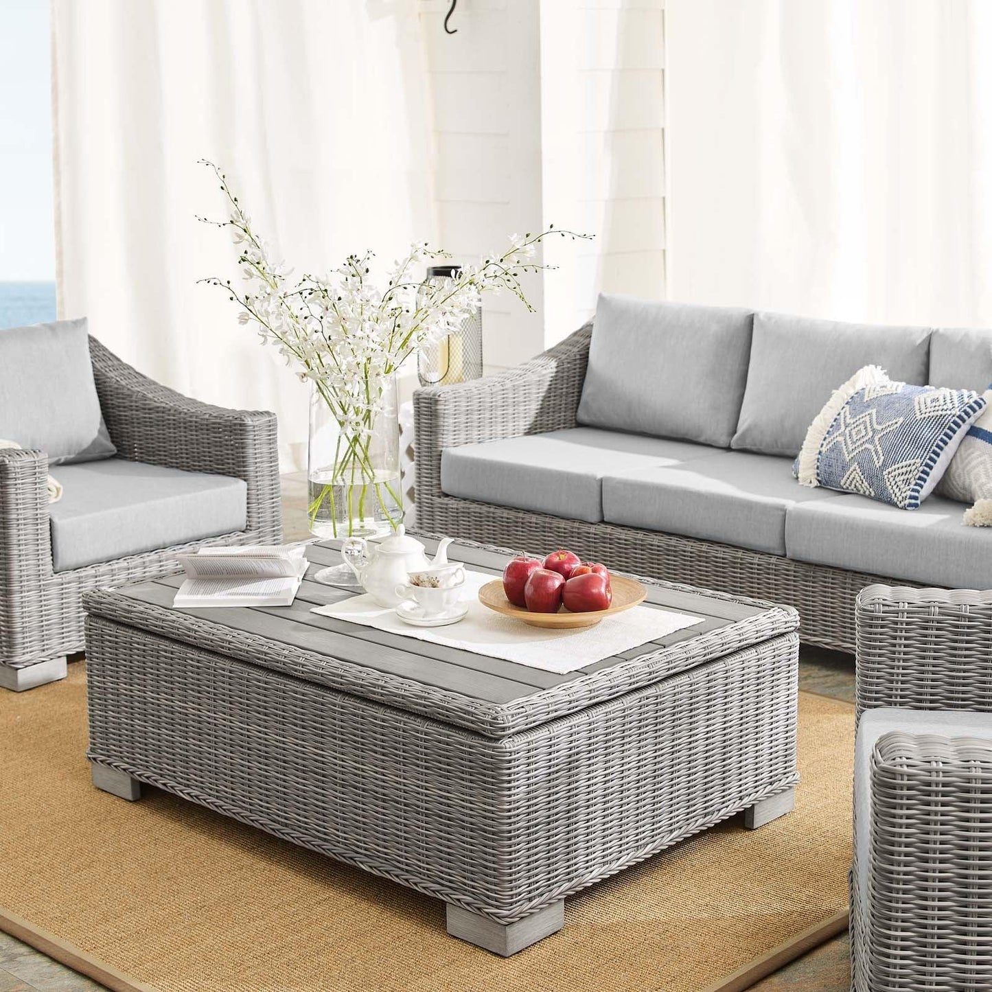 Modway Conway Sunbrella® Outdoor Patio Wicker Rattan 4-Piece Furniture Set, EEI-4359 FredCo