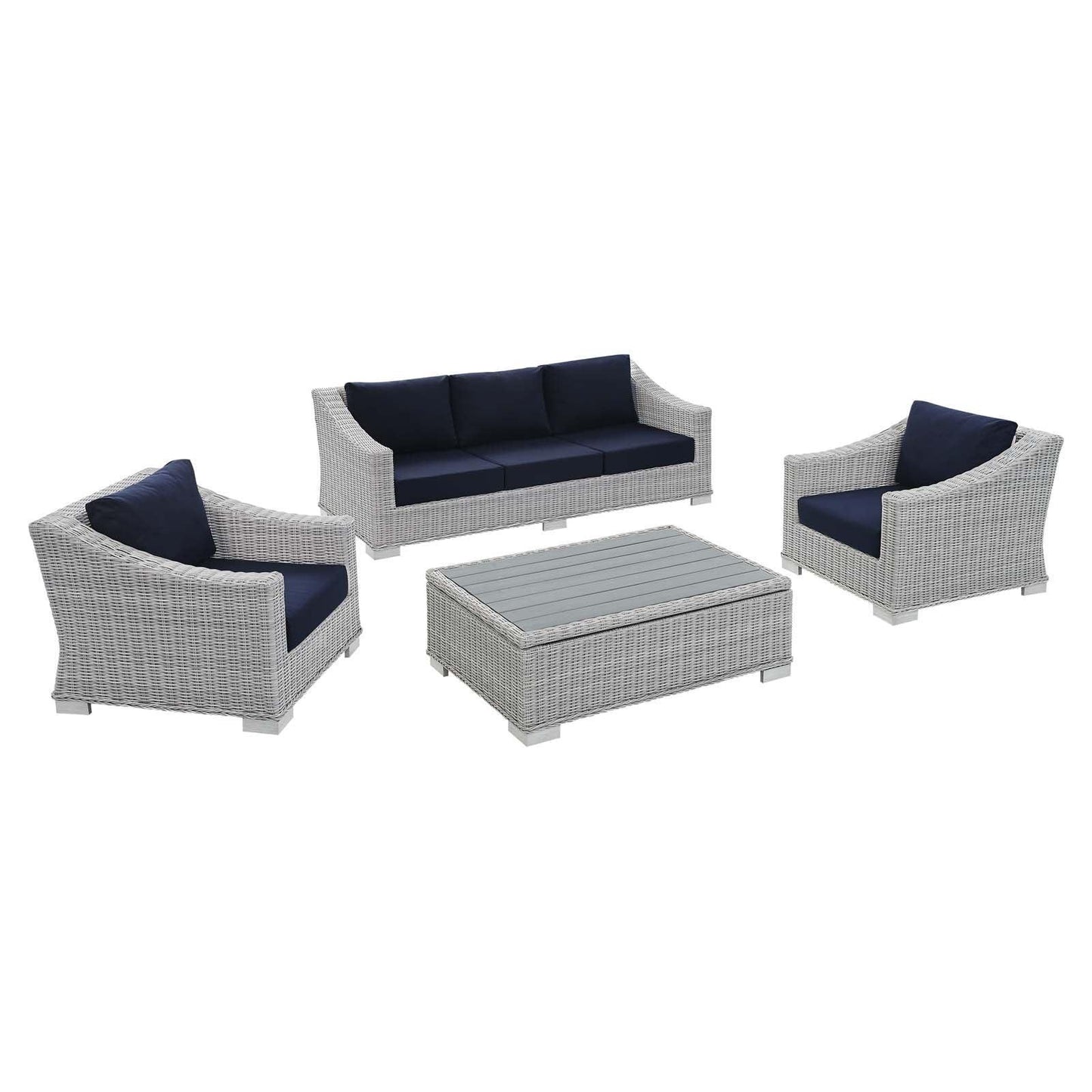 Modway Conway Sunbrella® Outdoor Patio Wicker Rattan 4-Piece Furniture Set, EEI-4359 FredCo