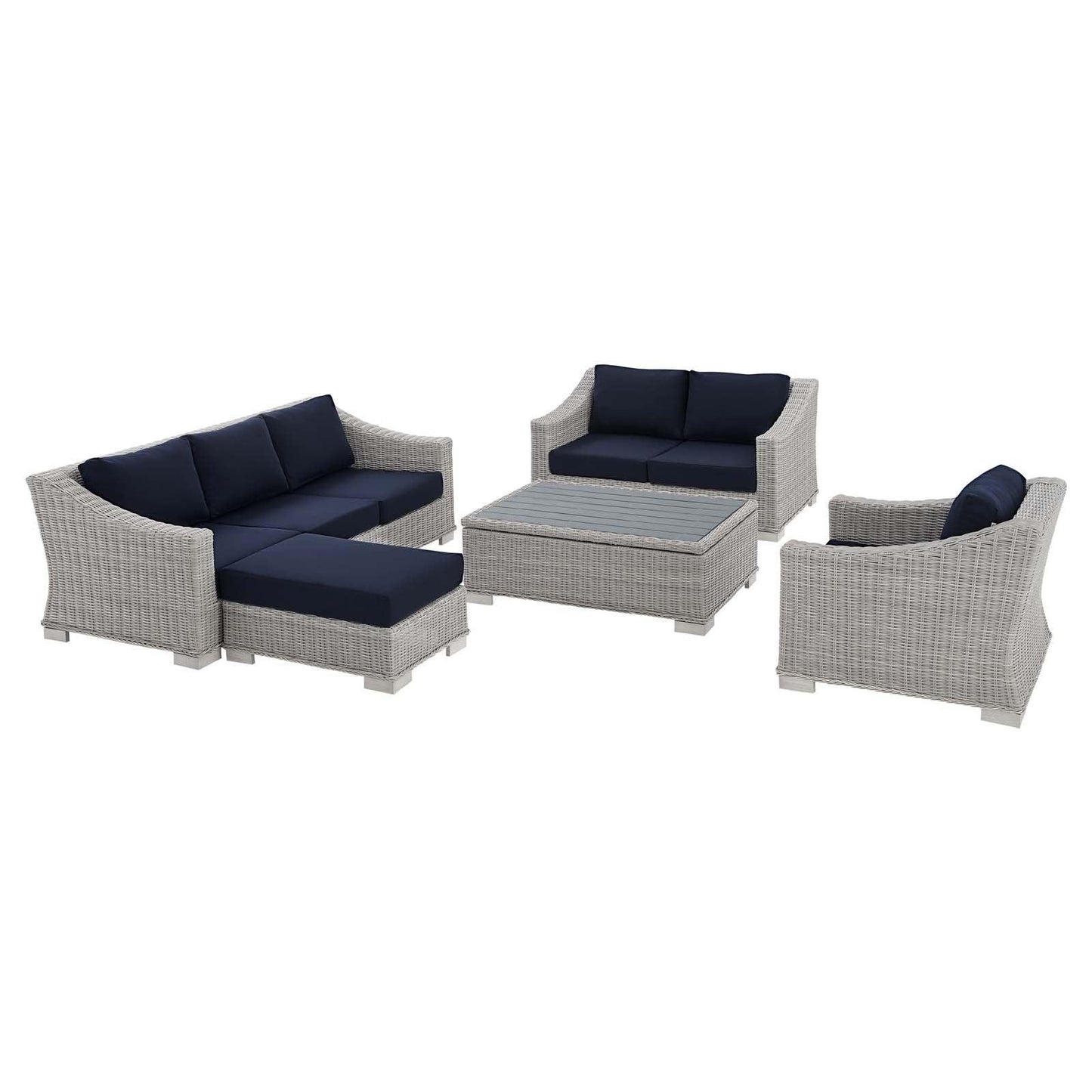 Modway Conway Sunbrella® Outdoor Patio Wicker Rattan 5-Piece Furniture Set, EEI-4356 FredCo