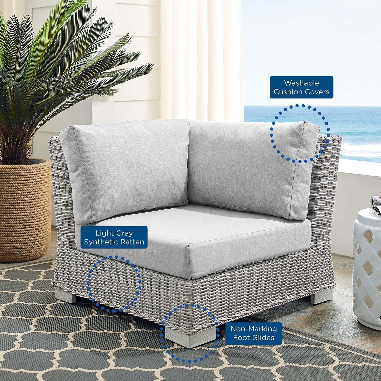 Modway Conway Sunbrella® Outdoor Patio Wicker Rattan Corner Chair FredCo