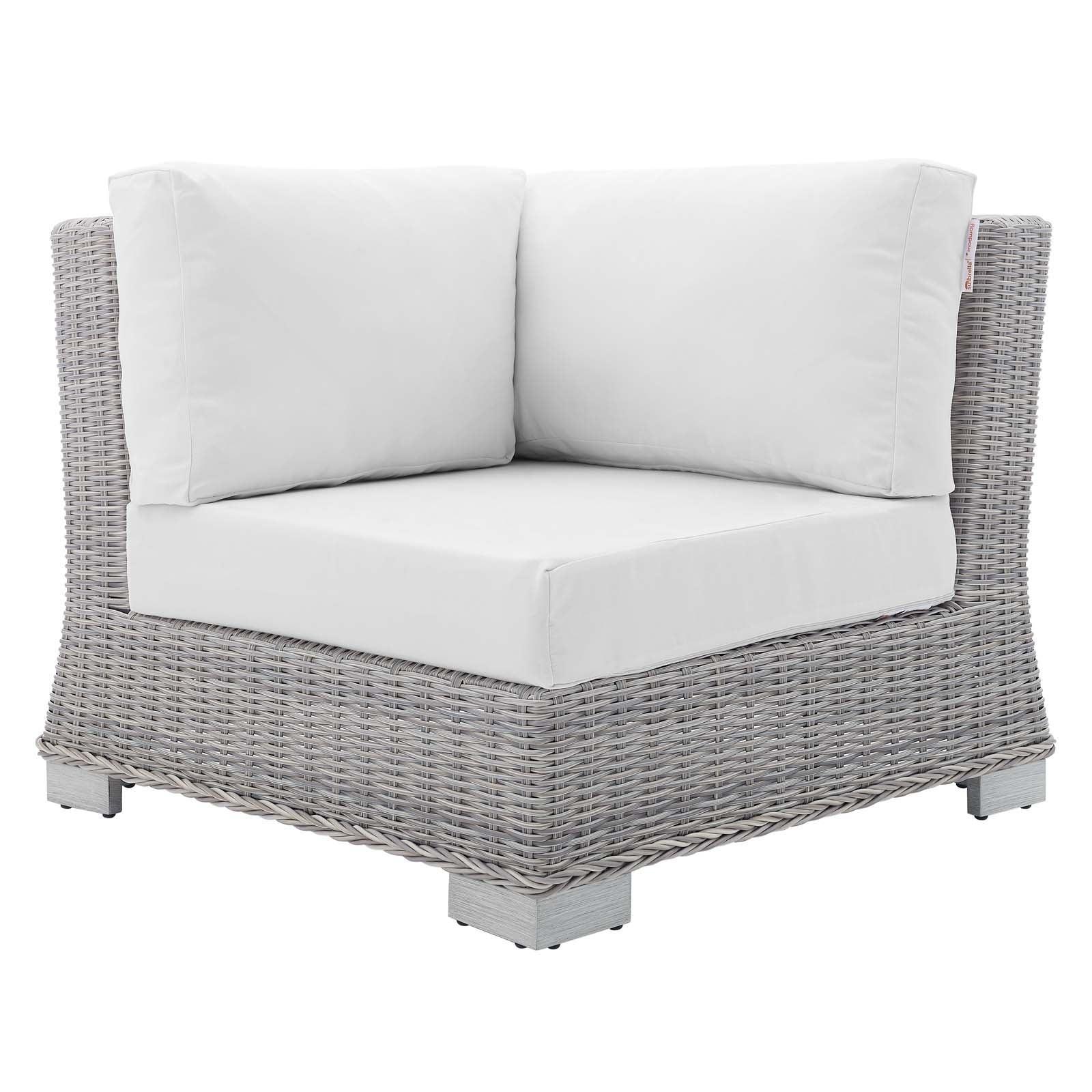 Modway Conway Sunbrella® Outdoor Patio Wicker Rattan Corner Chair FredCo