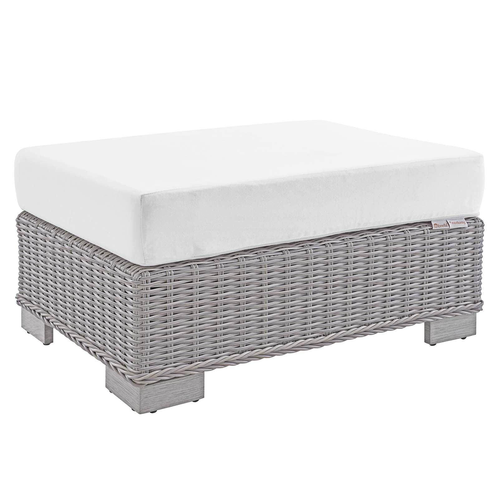 Modway Conway Sunbrella® Outdoor Patio Wicker Rattan Ottoman FredCo