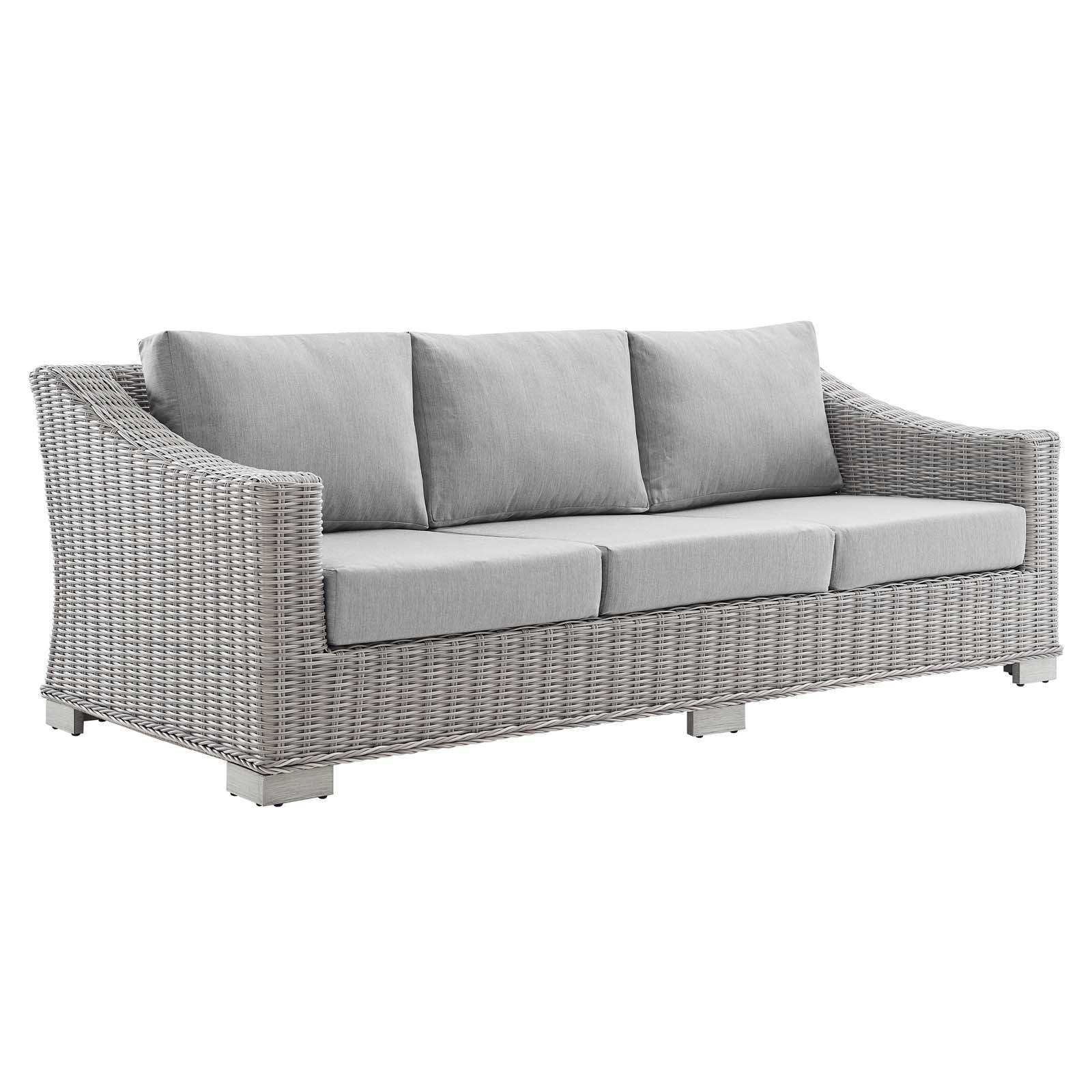 Modway Conway Sunbrella® Outdoor Patio Wicker Rattan Sofa FredCo