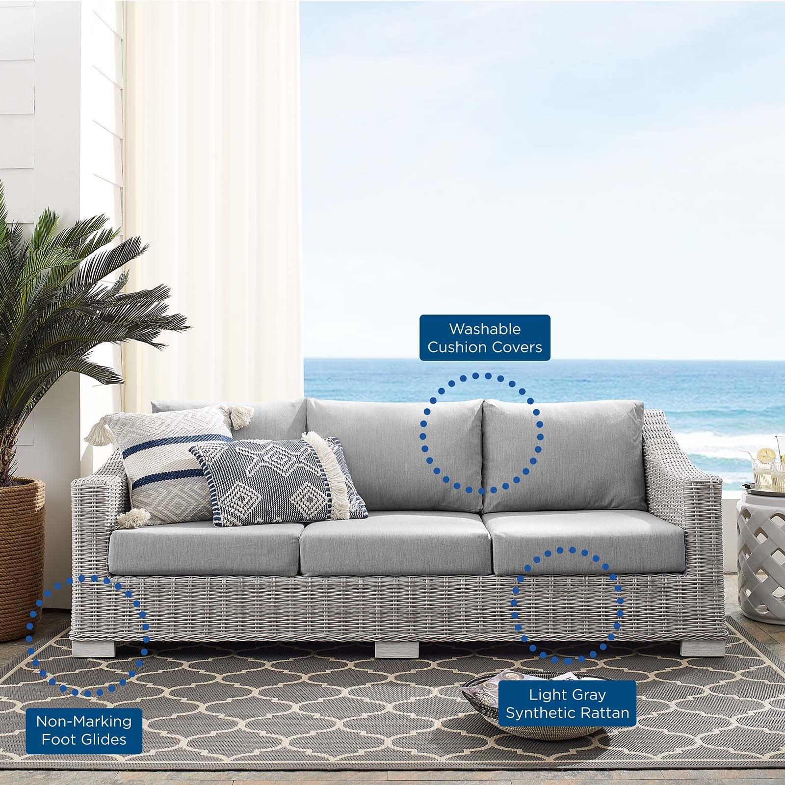 Modway Conway Sunbrella® Outdoor Patio Wicker Rattan Sofa FredCo