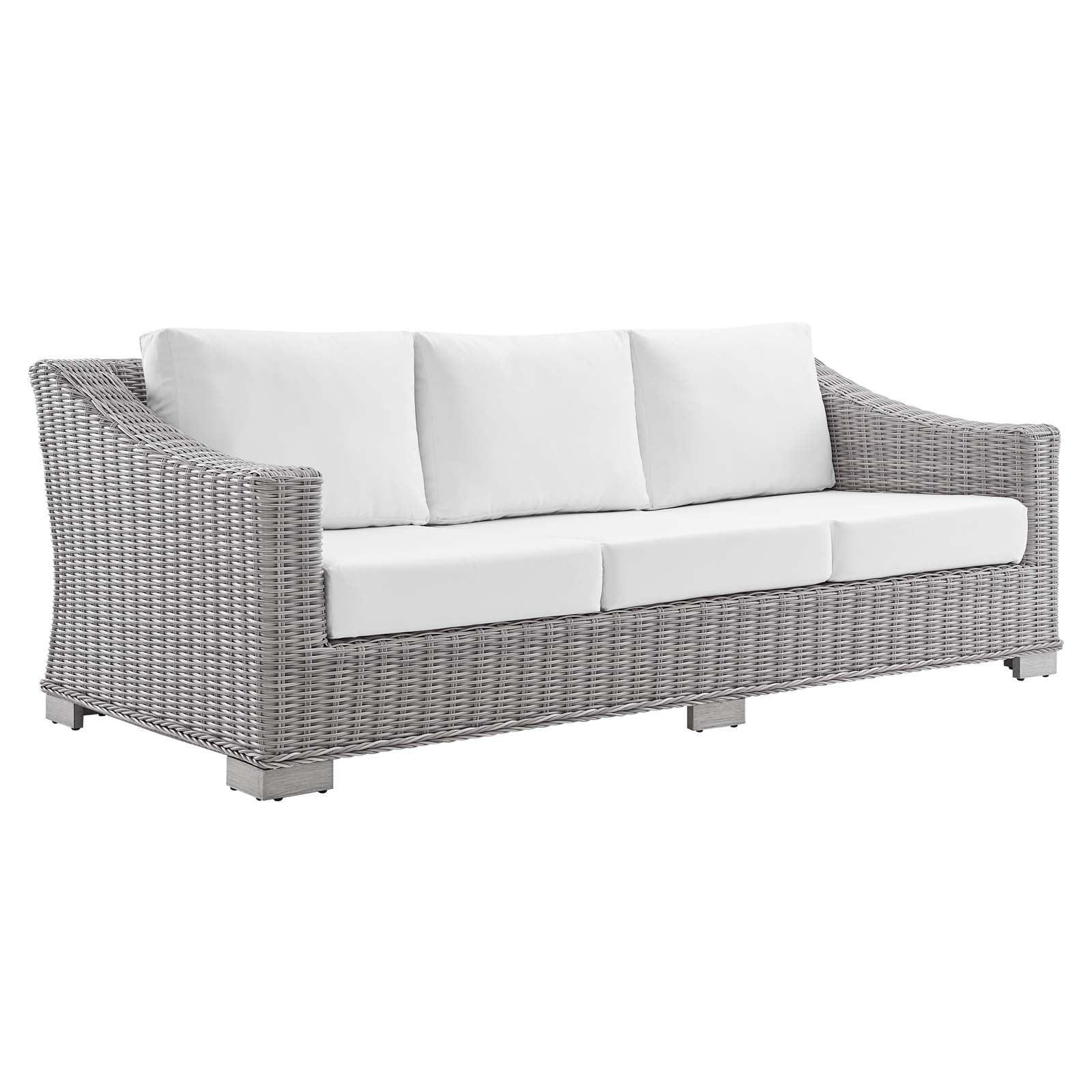 Modway Conway Sunbrella® Outdoor Patio Wicker Rattan Sofa FredCo