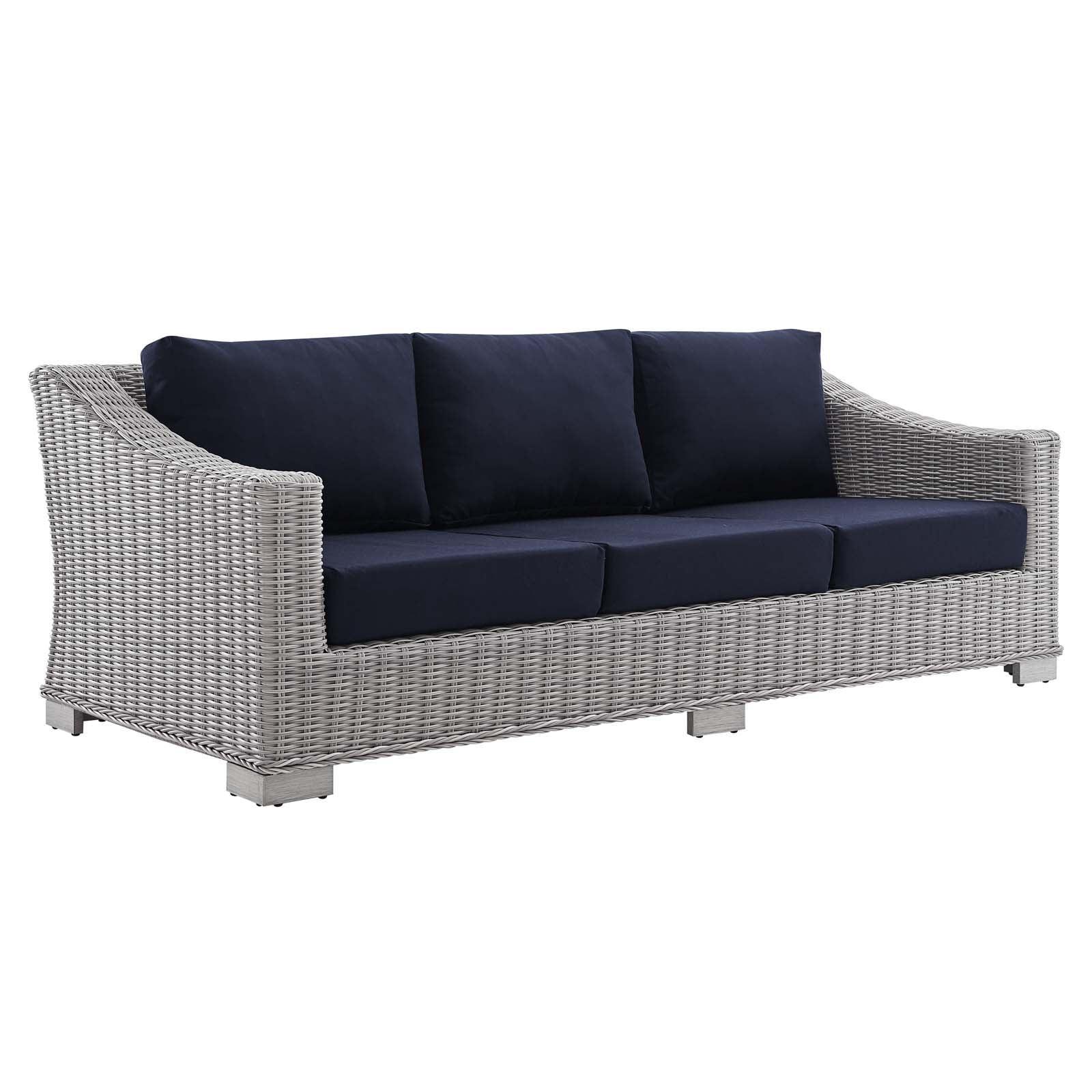 Modway Conway Sunbrella® Outdoor Patio Wicker Rattan Sofa FredCo