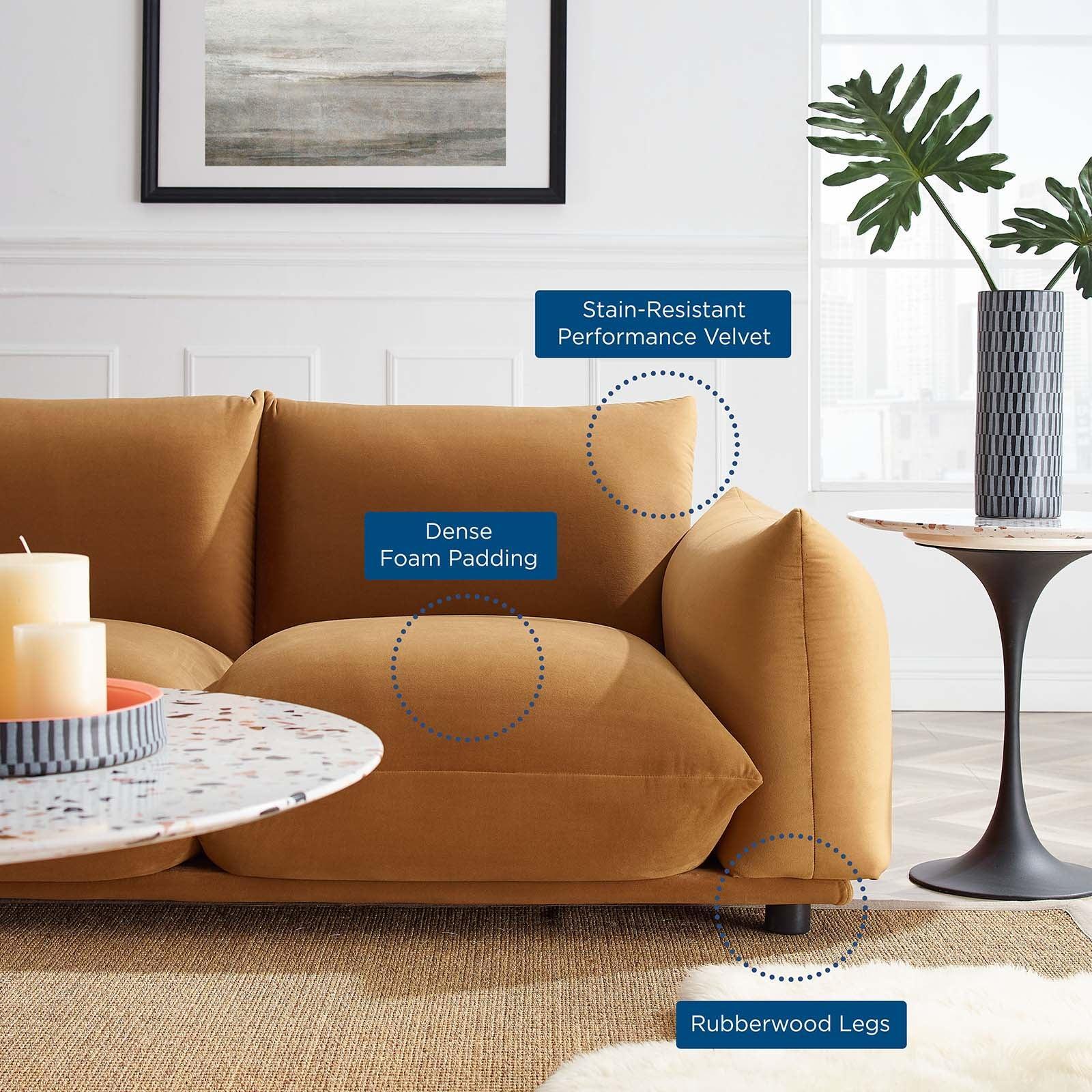 Modway Copious Performance Velvet Sofa FredCo