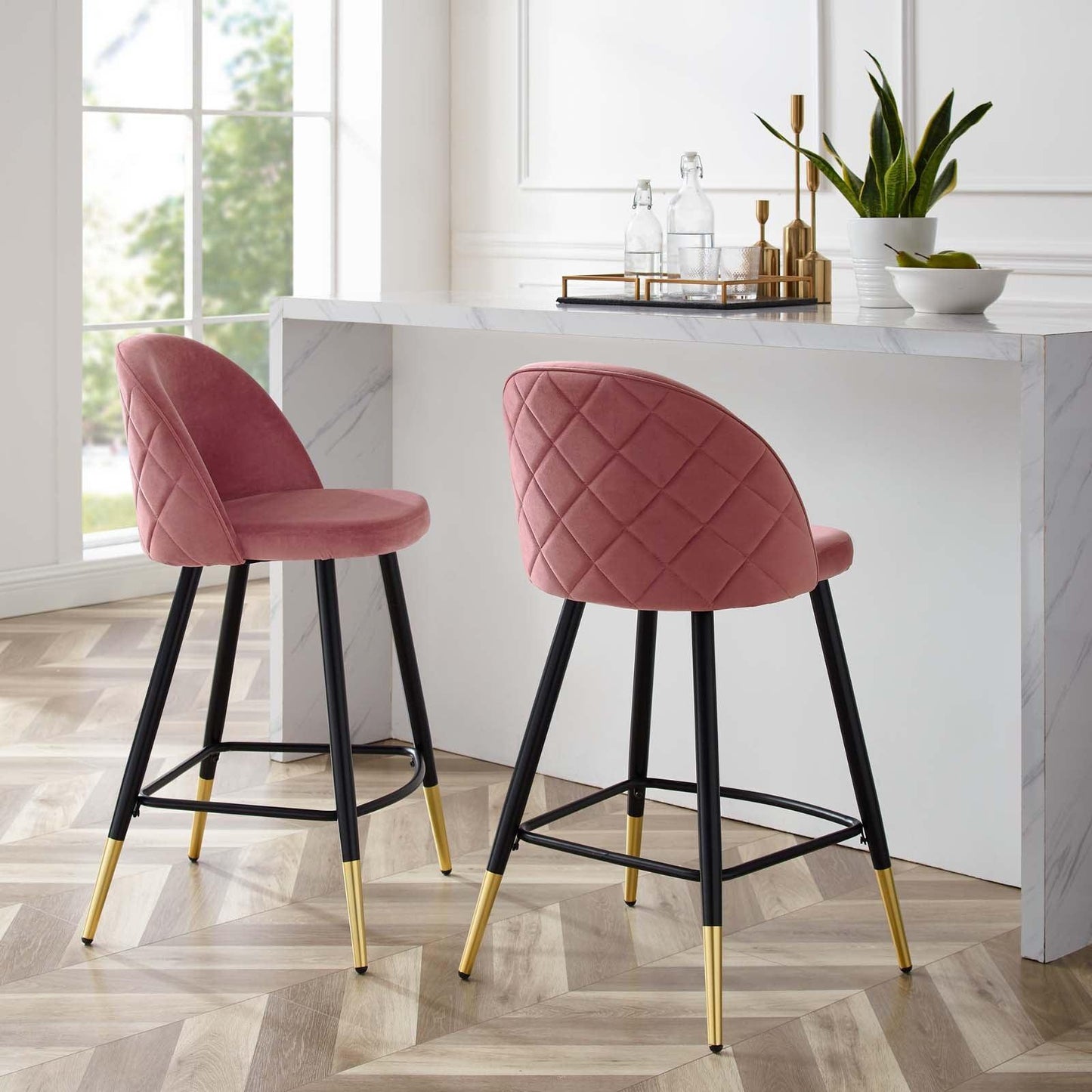 Modway Cordial Performance Velvet Counter Stools - Set of 2 FredCo