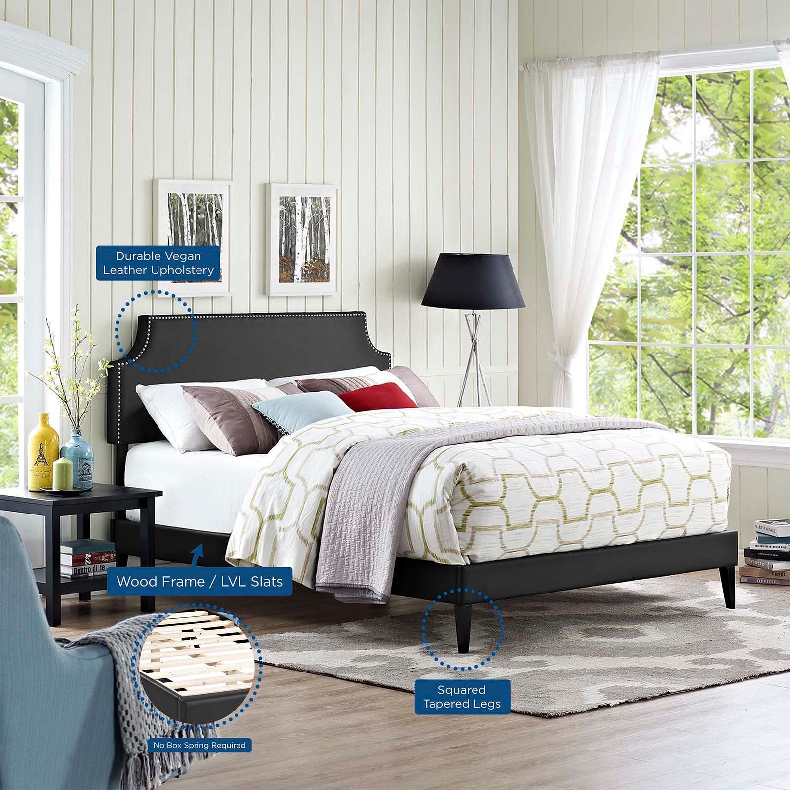 Modway Corene Full Vinyl Platform Bed with Squared Tapered Legs FredCo