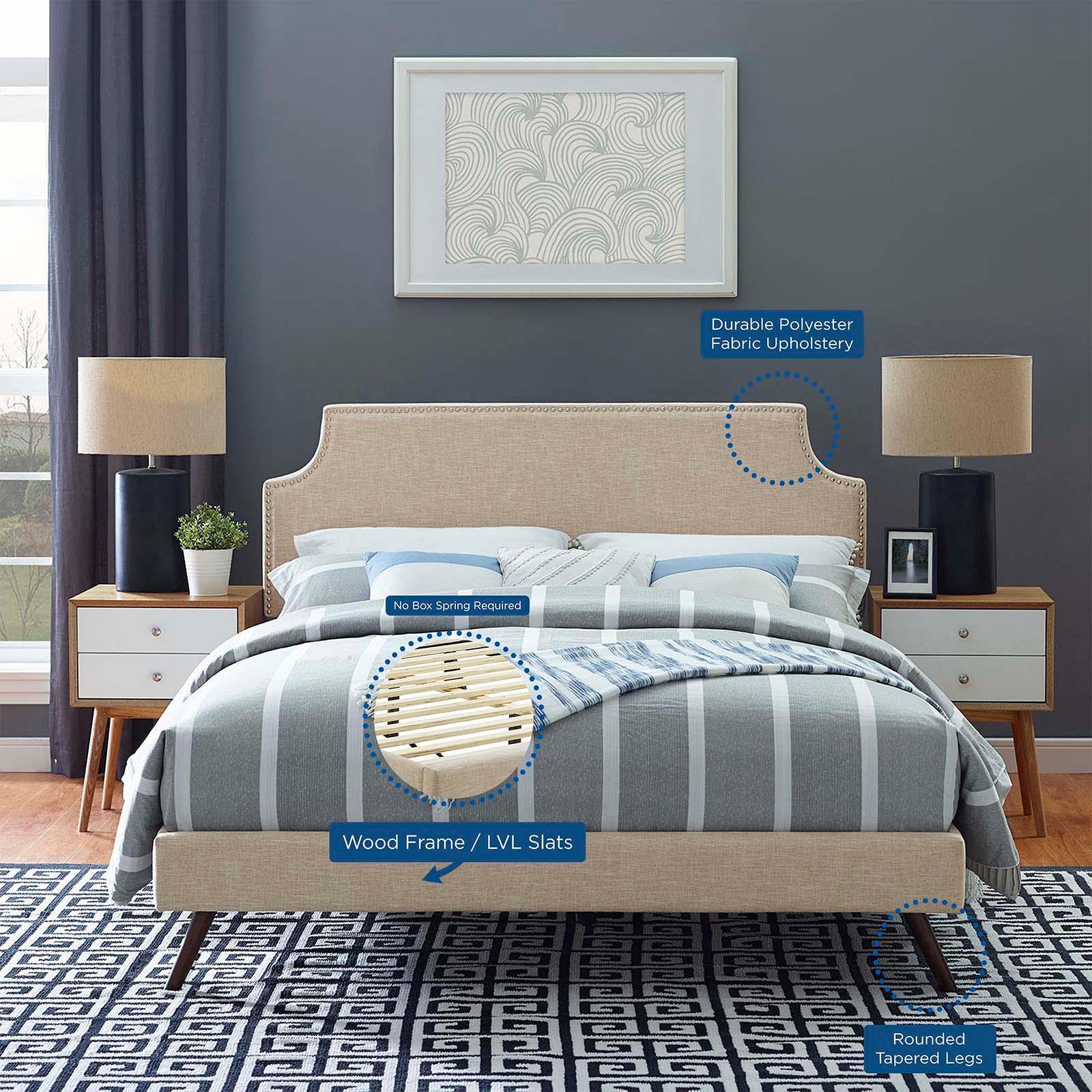 Modway Corene Queen Fabric Platform Bed with Round Splayed Legs FredCo