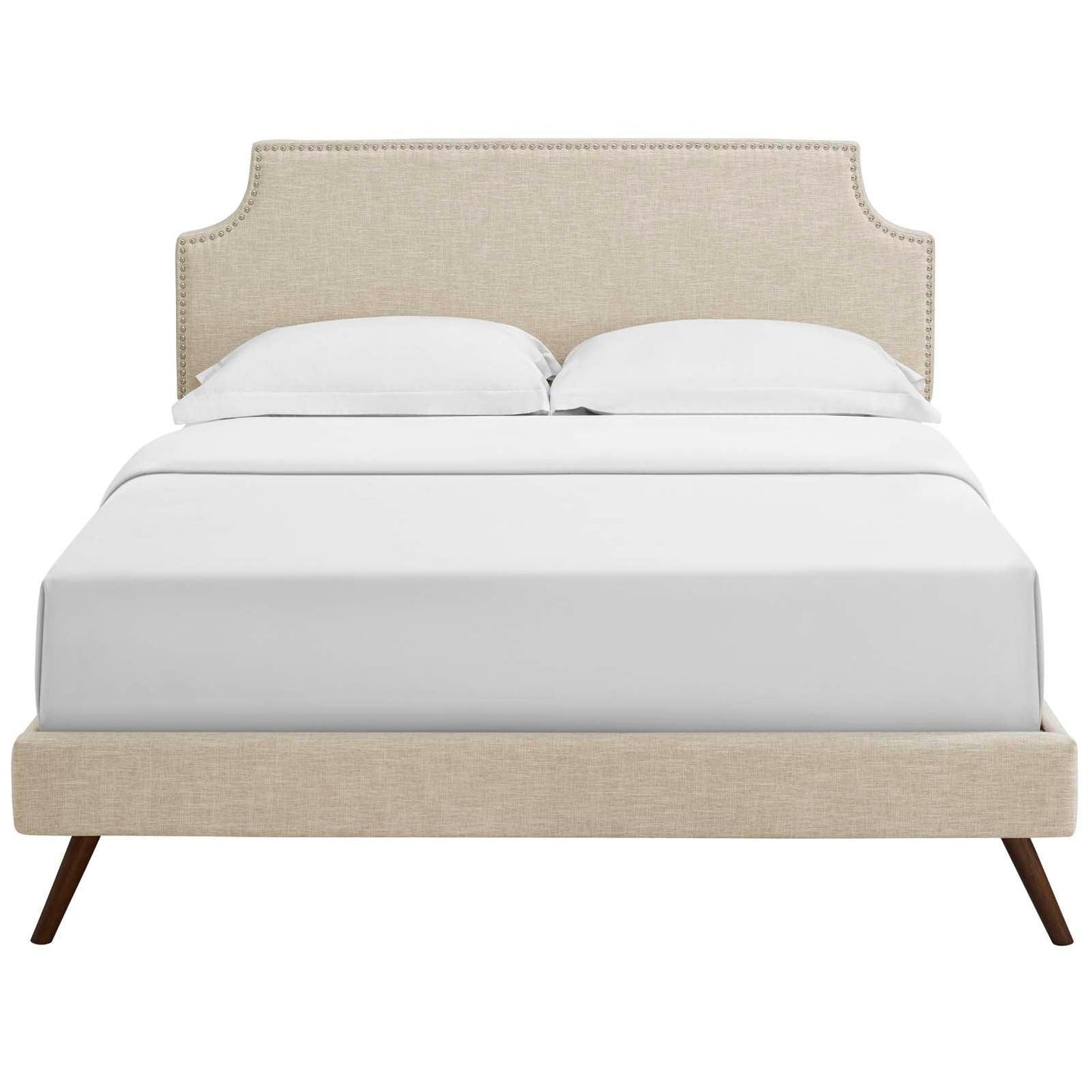 Modway Corene Queen Fabric Platform Bed with Round Splayed Legs FredCo