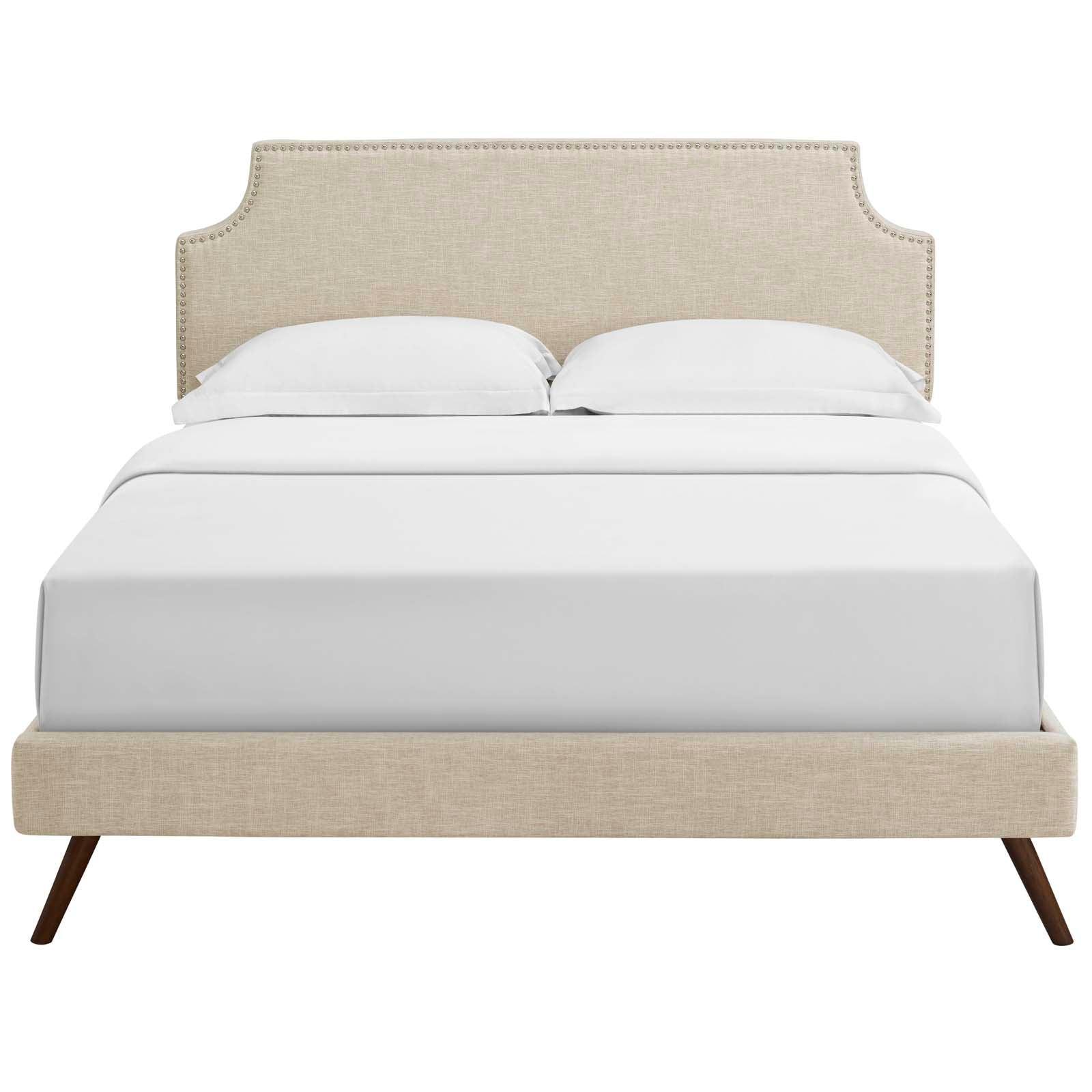 Modway Corene Queen Fabric Platform Bed with Round Splayed Legs FredCo