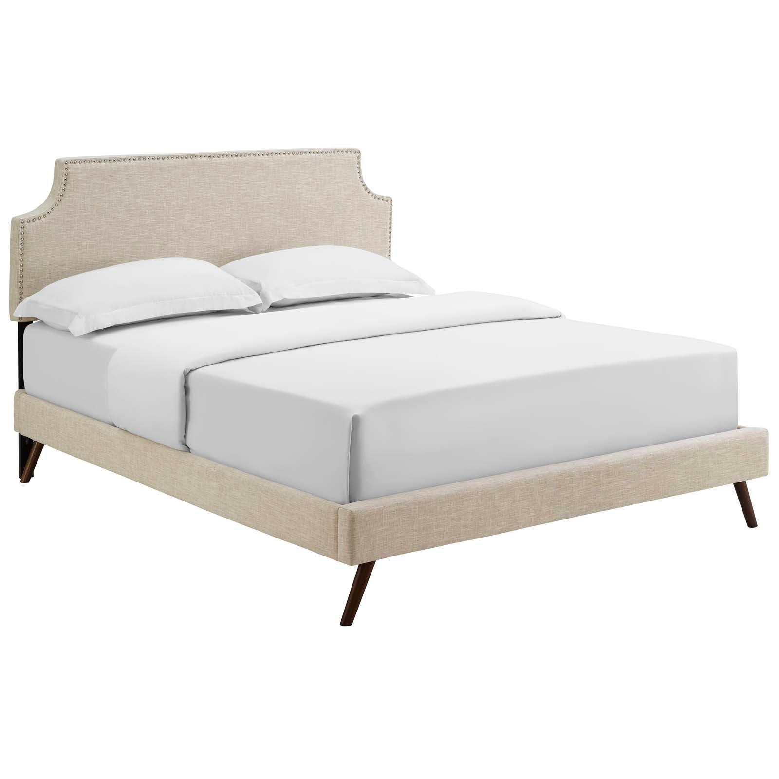 Modway Corene Queen Fabric Platform Bed with Round Splayed Legs FredCo