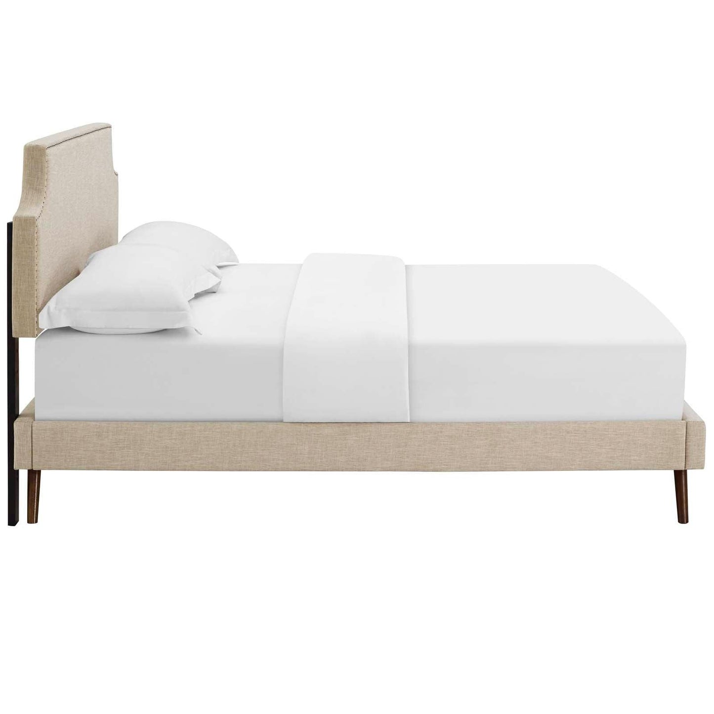 Modway Corene Queen Fabric Platform Bed with Round Splayed Legs FredCo