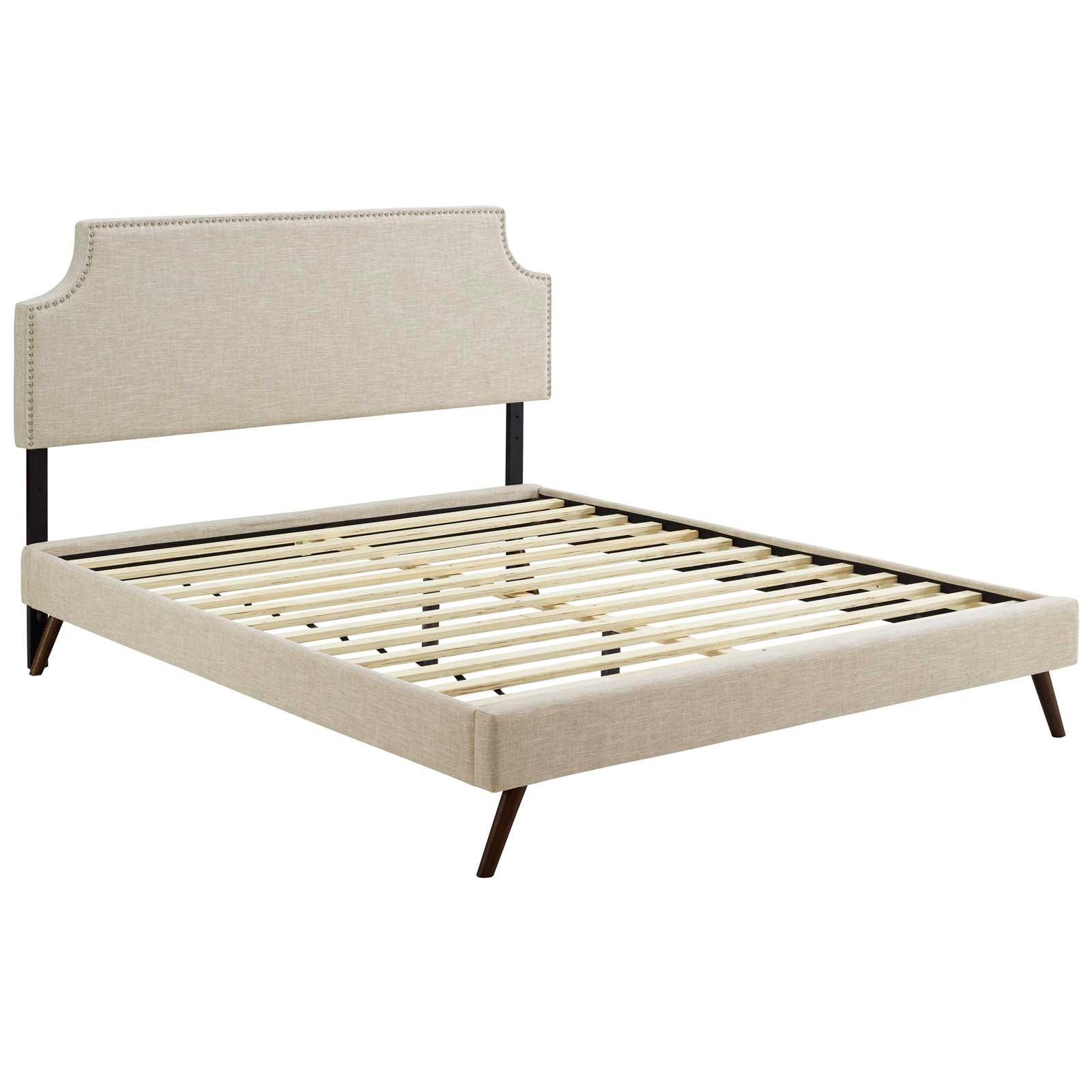 Modway Corene Queen Fabric Platform Bed with Round Splayed Legs FredCo