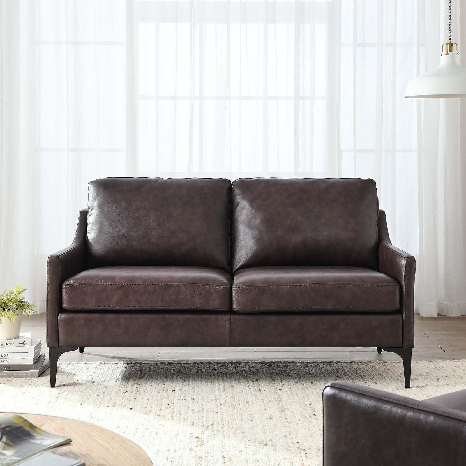 Modway Corland Leather Loveseat FredCo