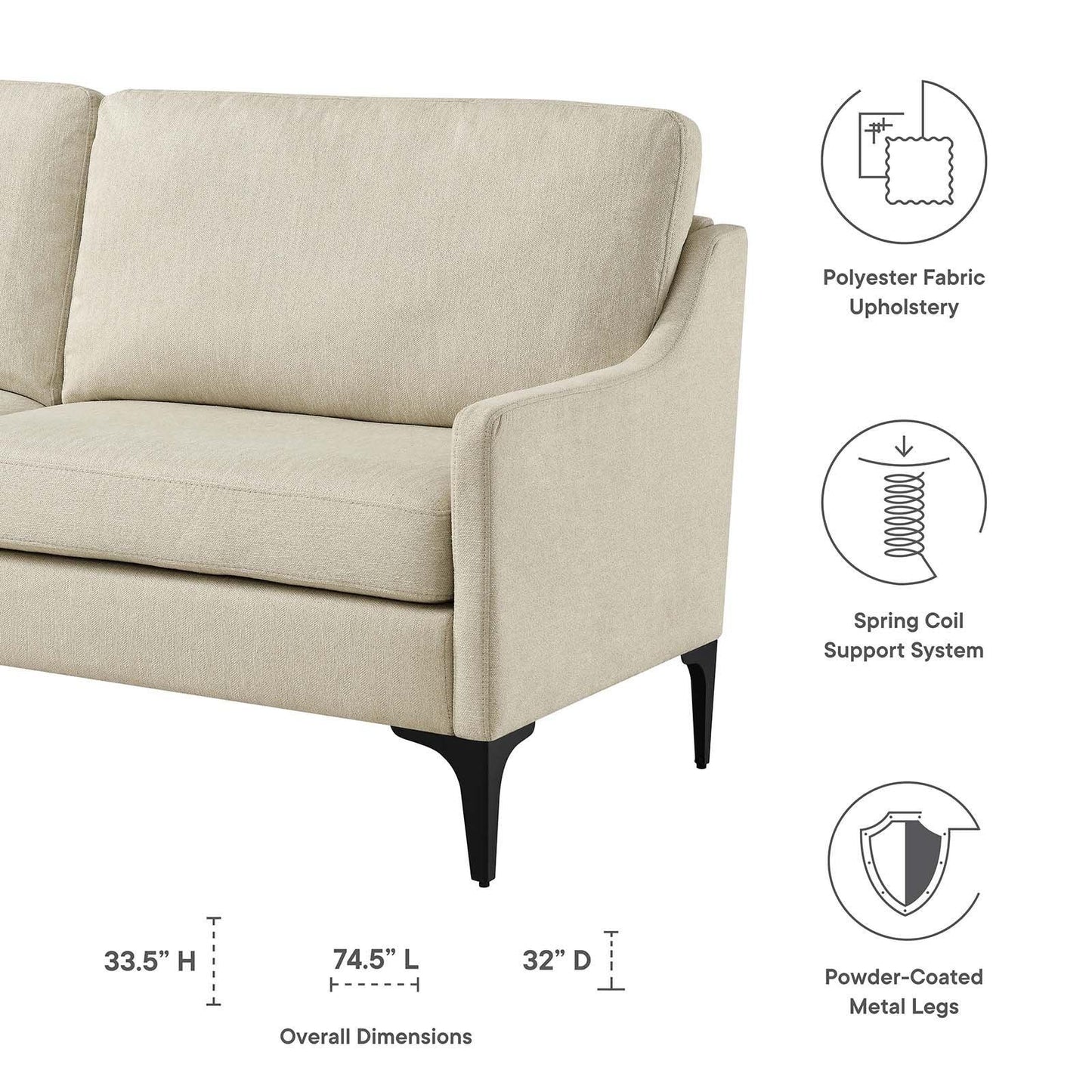 Modway Corland Upholstered Fabric Sofa FredCo